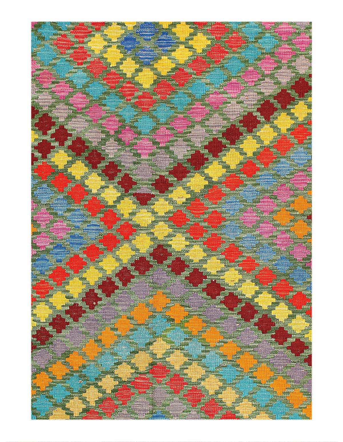 Caucasian Tribal Style Flat Weave kilim - 6'9'' X 9'5''