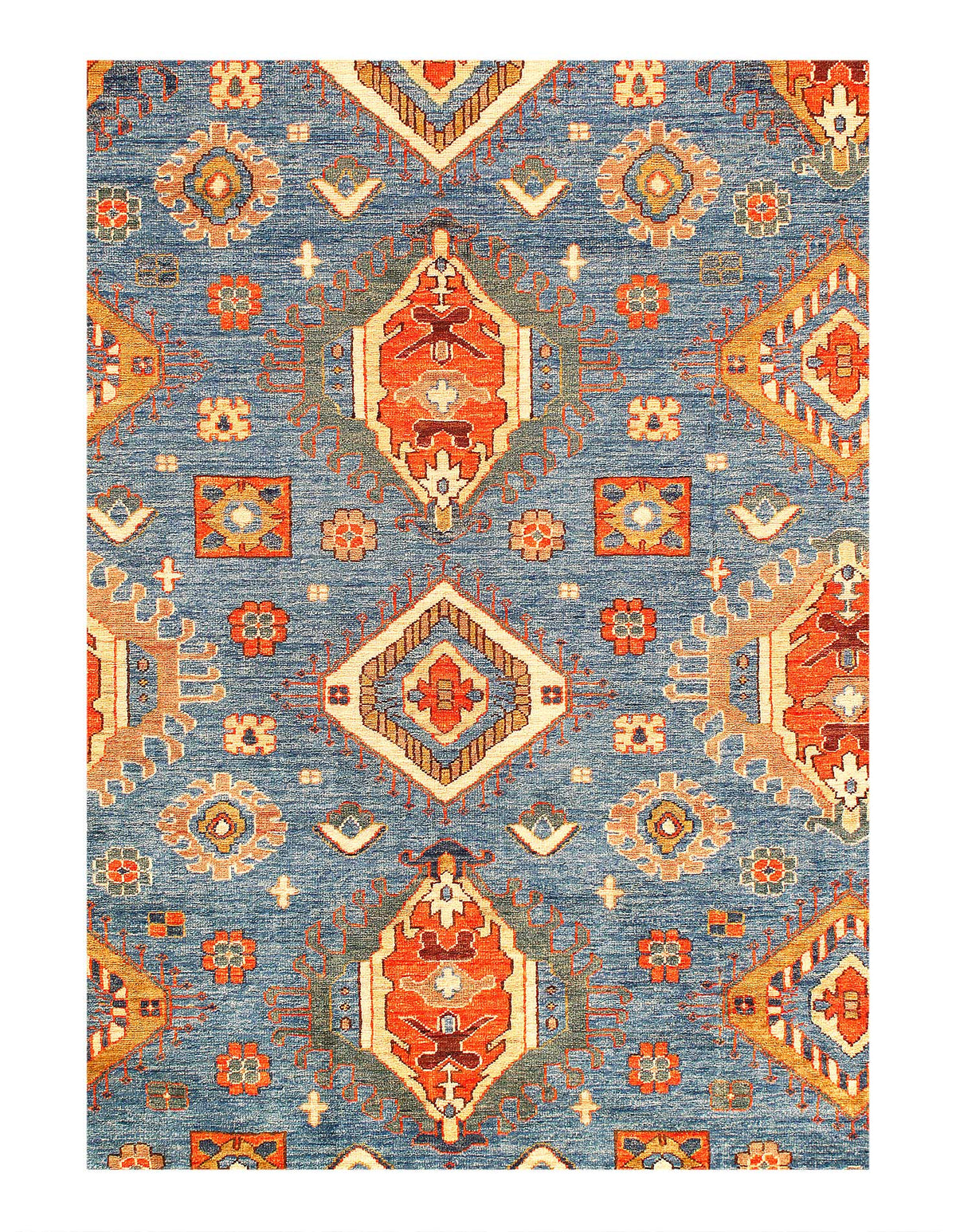 Light Blue Fine Hand knotted Kazak 8' X 9'9''
