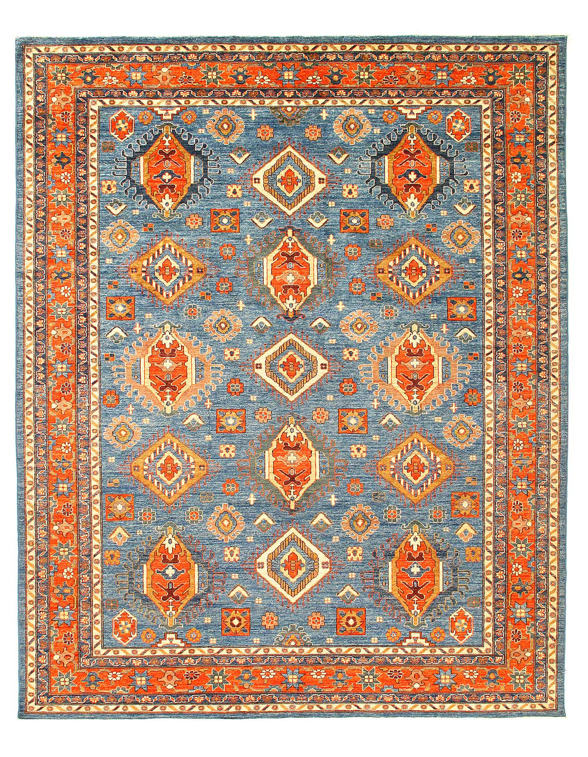 Light Blue Fine Hand knotted Kazak 8' X 9'9''