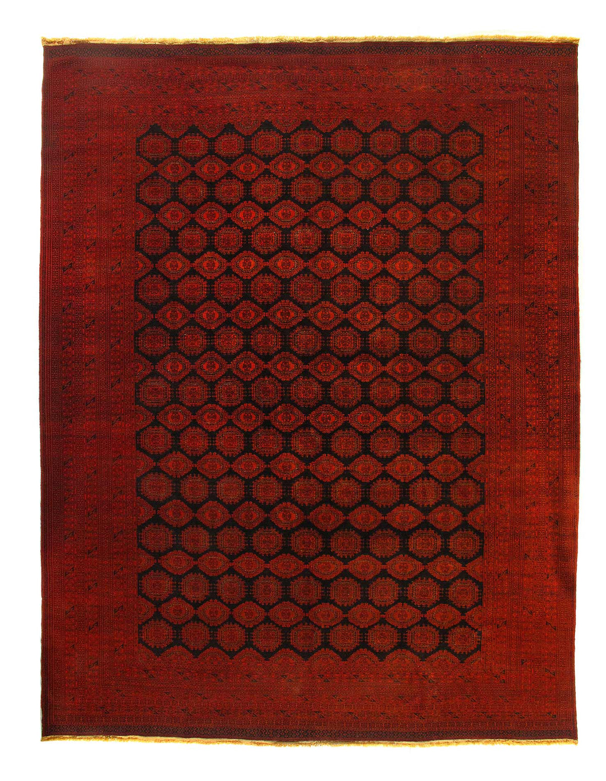 Afghan Bashir Red Hand Knotted Rug 9'9"X 12'7"