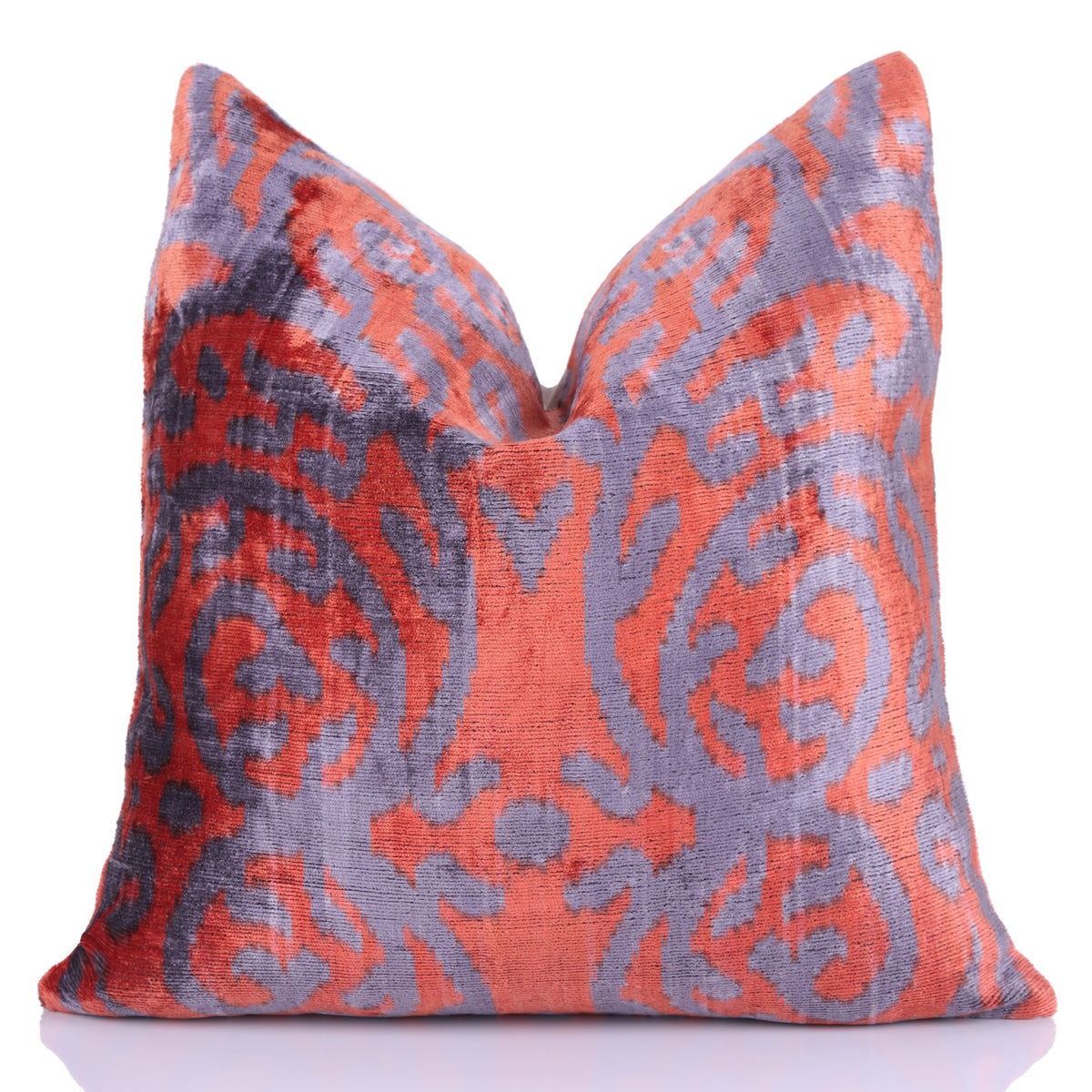 Auburn & Purple Damask Velvet Pillow – 16x16” Handmade Luxury