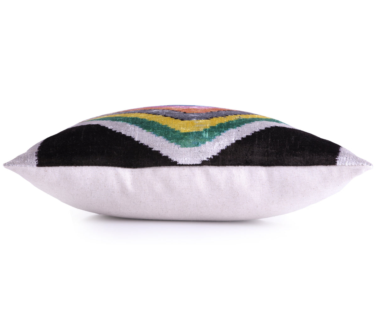 Multicolor Chevron Velvet Pillow – 16x16” | Artisan-Made Silk