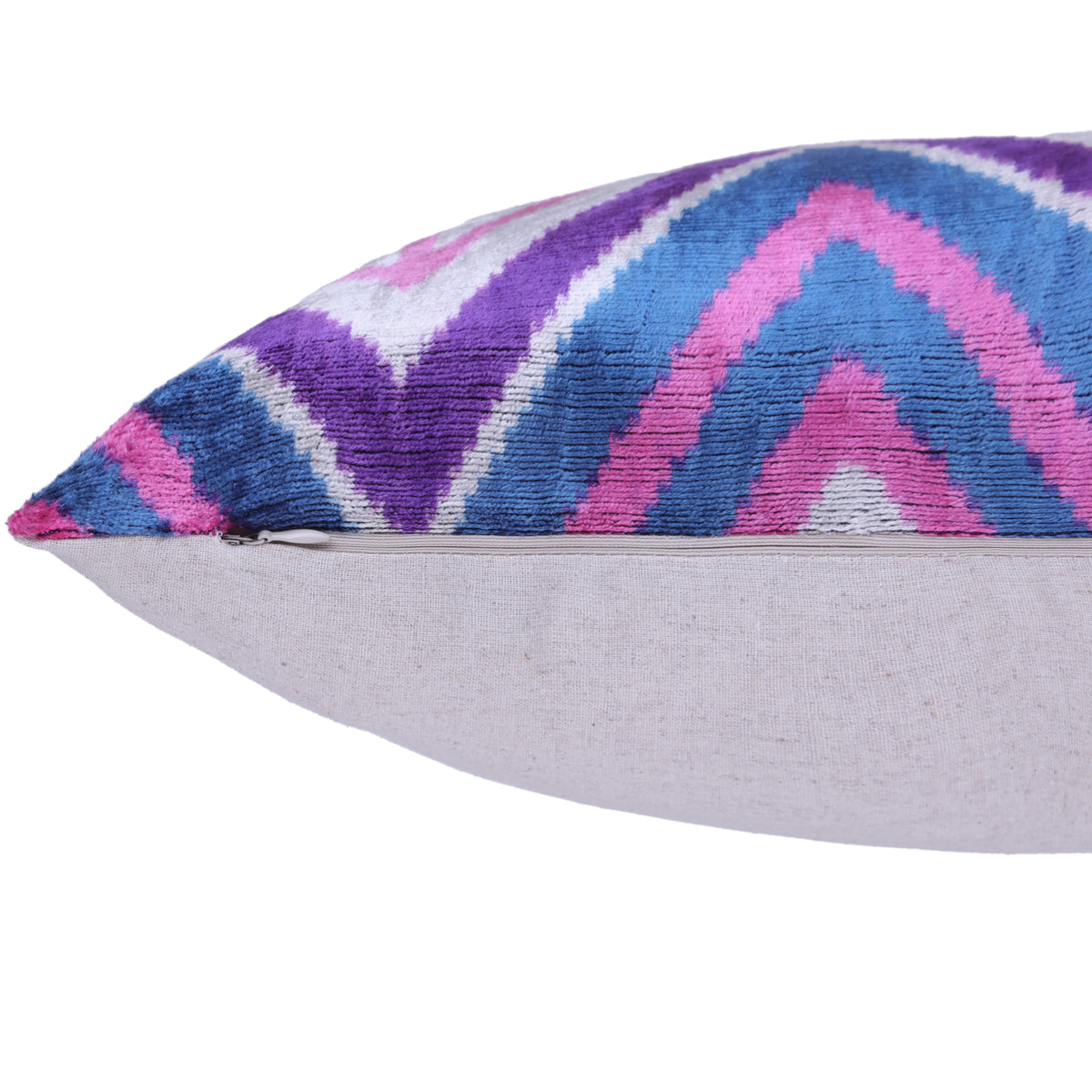 Violet & Indigo Diamond Ikat Pillow – 16x16” Silk Velvet Handmade