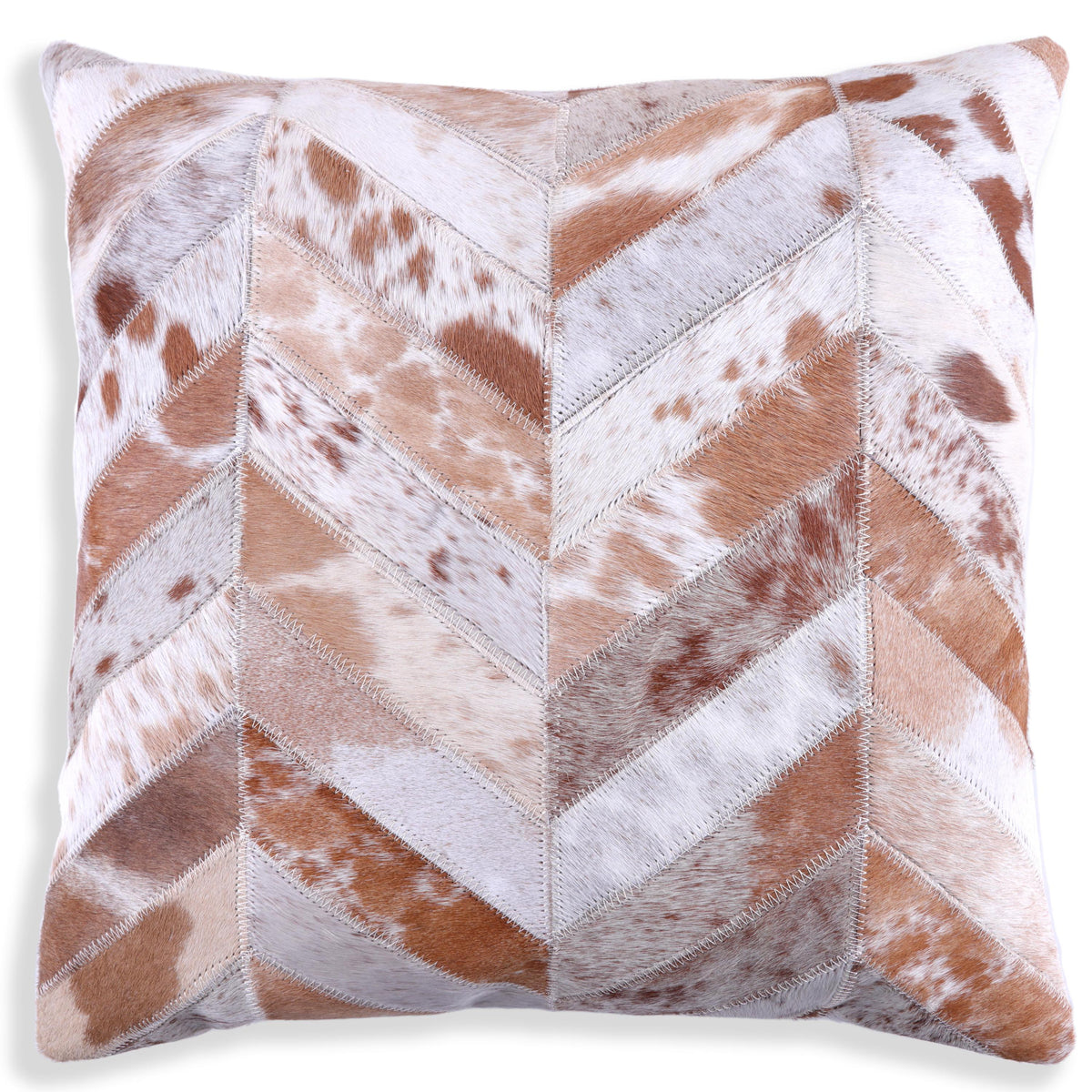 Luxury Chevron Genuine Hair-On Cowhide Pillow 18x18 | Handmade