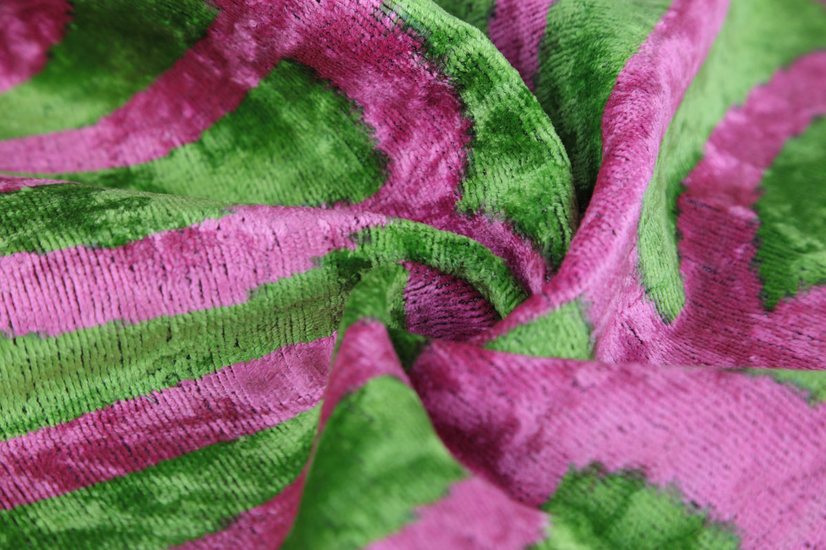Handmade 16x16 Velvet Pillow – Pink & Green Geometric Design