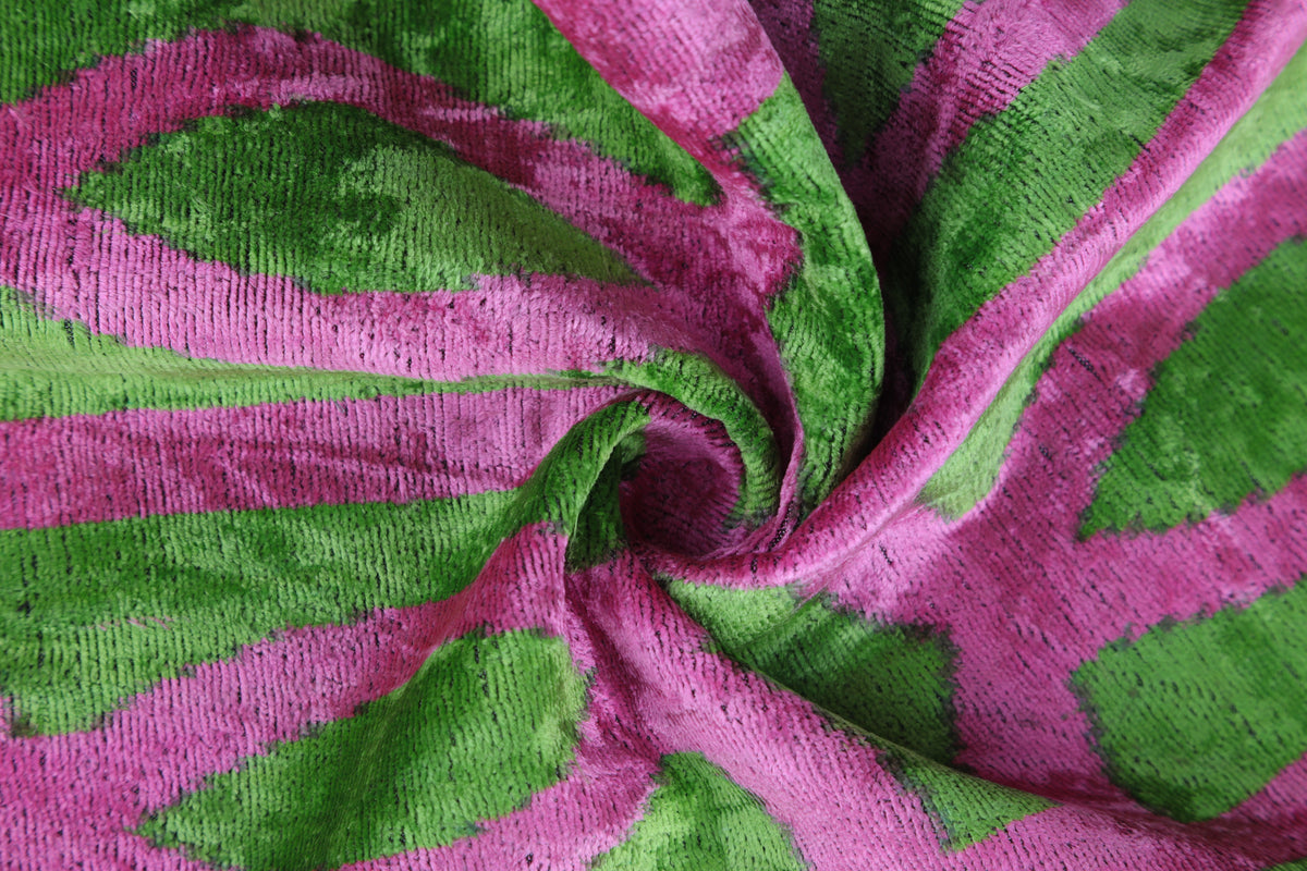 Handmade 16x16 Velvet Pillow – Pink & Green Geometric Design