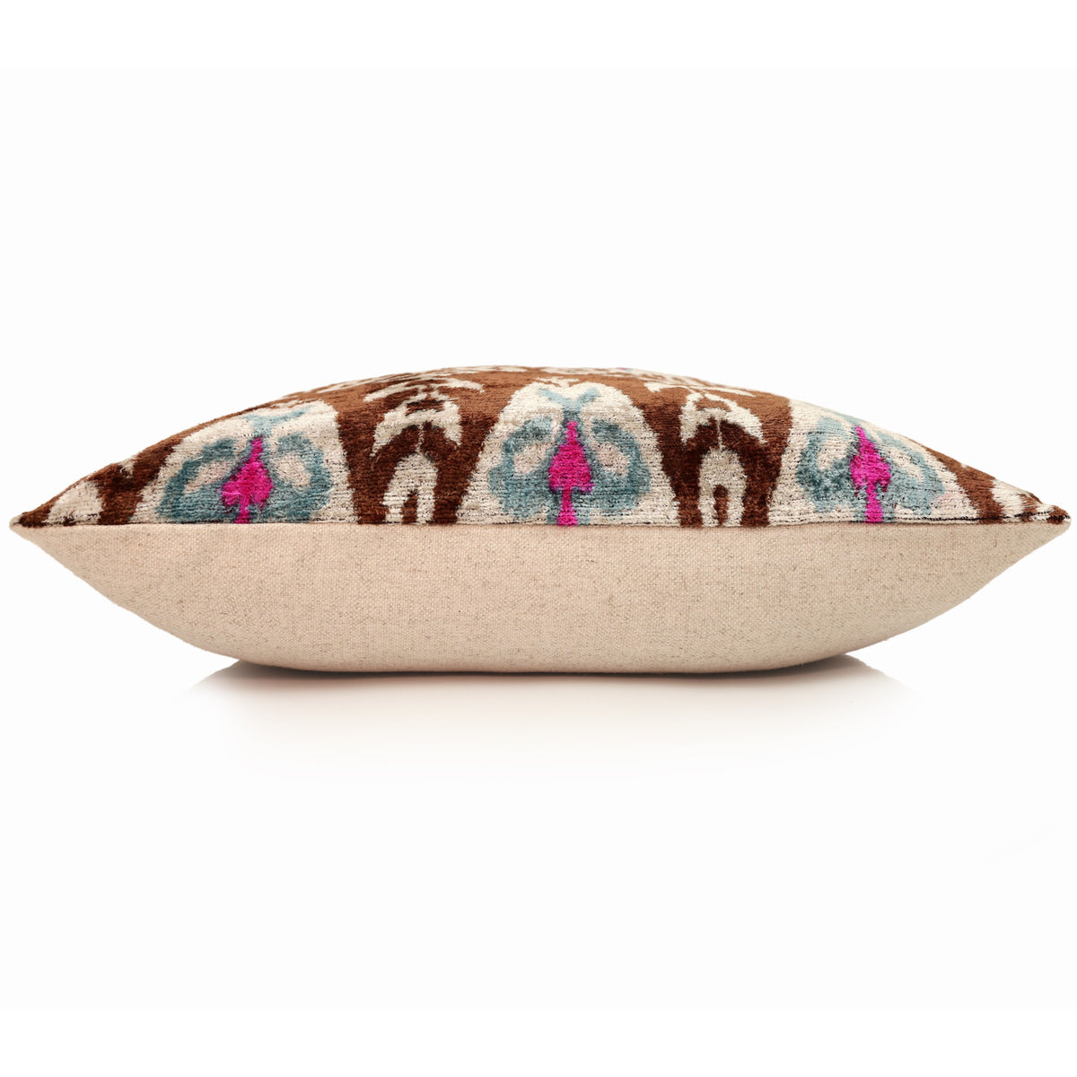 Earth & Sky Ikat Velvet Throw Pillow 20x20 | Handmade Designer Accent Cushion