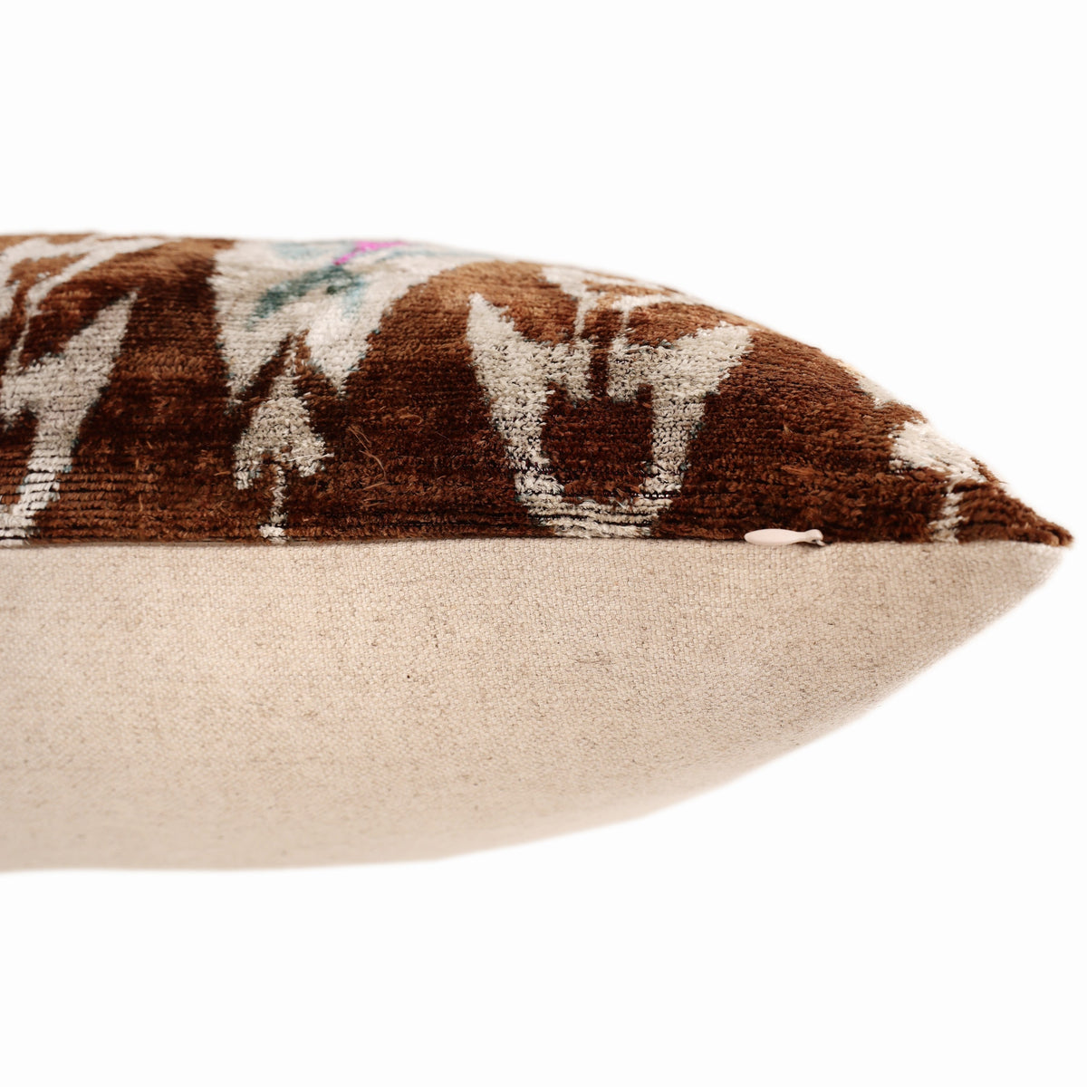 Earth & Sky Ikat Velvet Throw Pillow 20x20 | Handmade Designer Accent Cushion