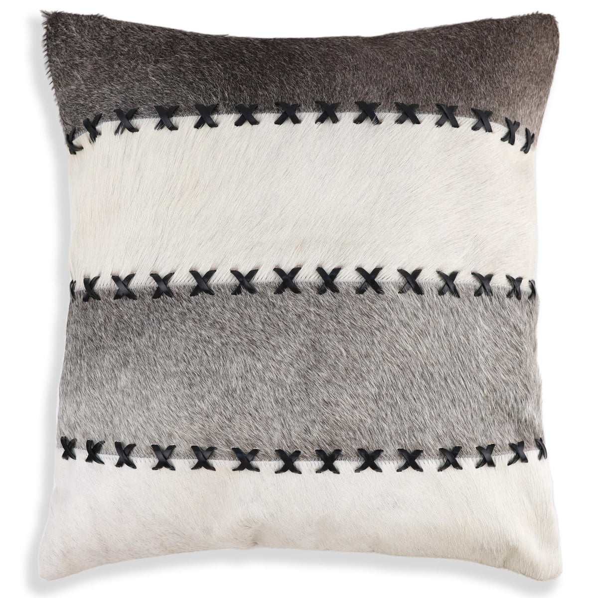Luxury Striped Genuine Hair-On Cowhide Pillow 18x18 | Handmade
