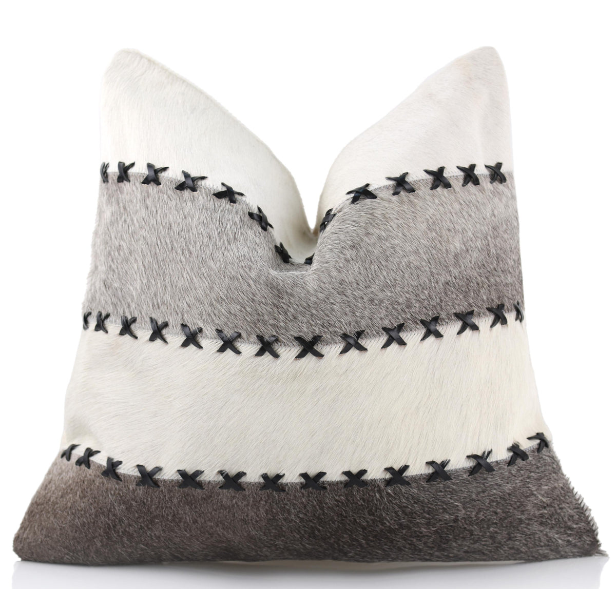 Luxury Striped Genuine Hair-On Cowhide Pillow 18x18 | Handmade