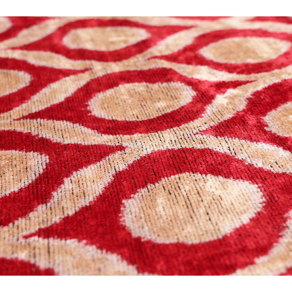 Red Geometric Silk Velvet Pillow 20x20 | Handmade Designer Accent Cushion