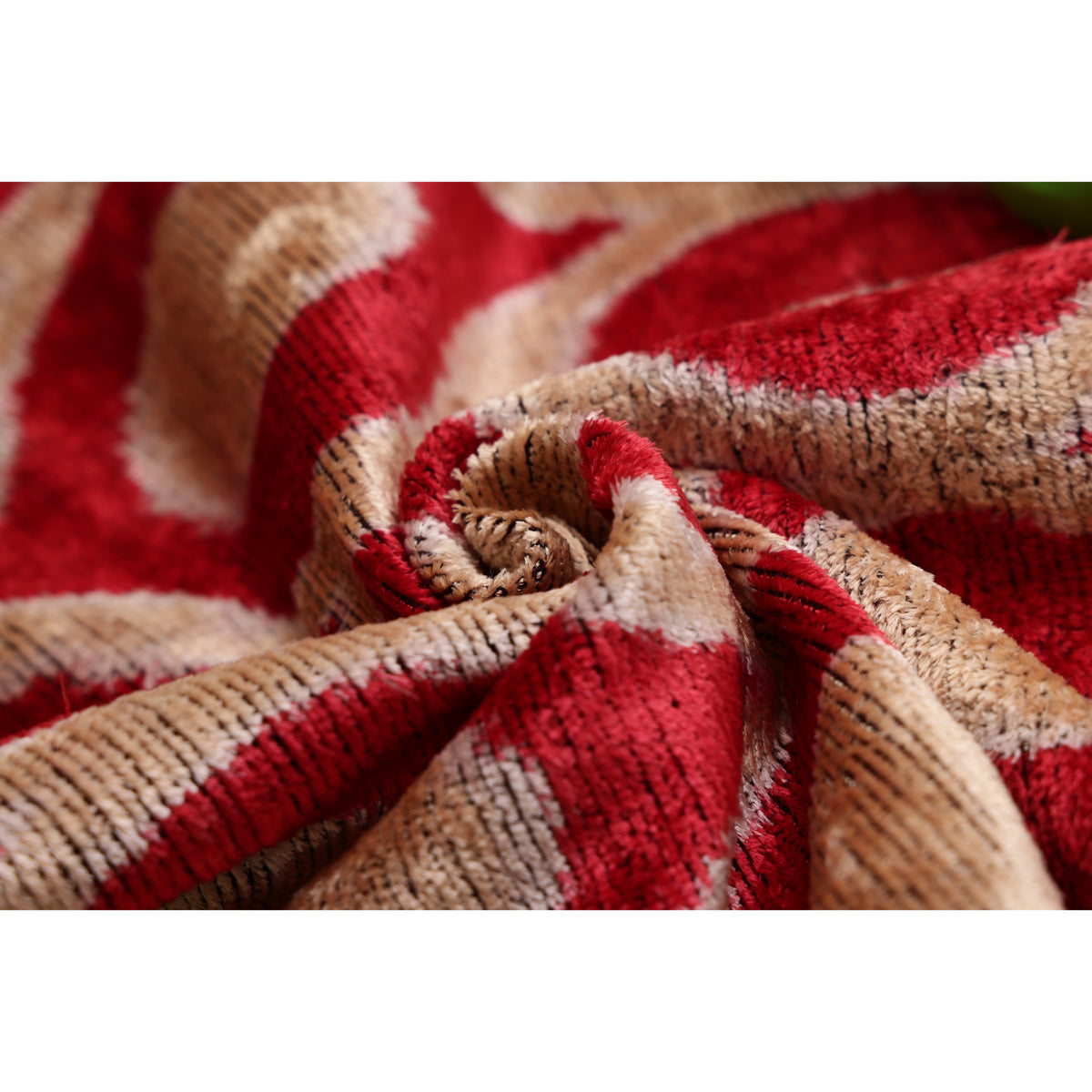 Red Geometric Silk Velvet Pillow 20x20 | Handmade Designer Accent Cushion