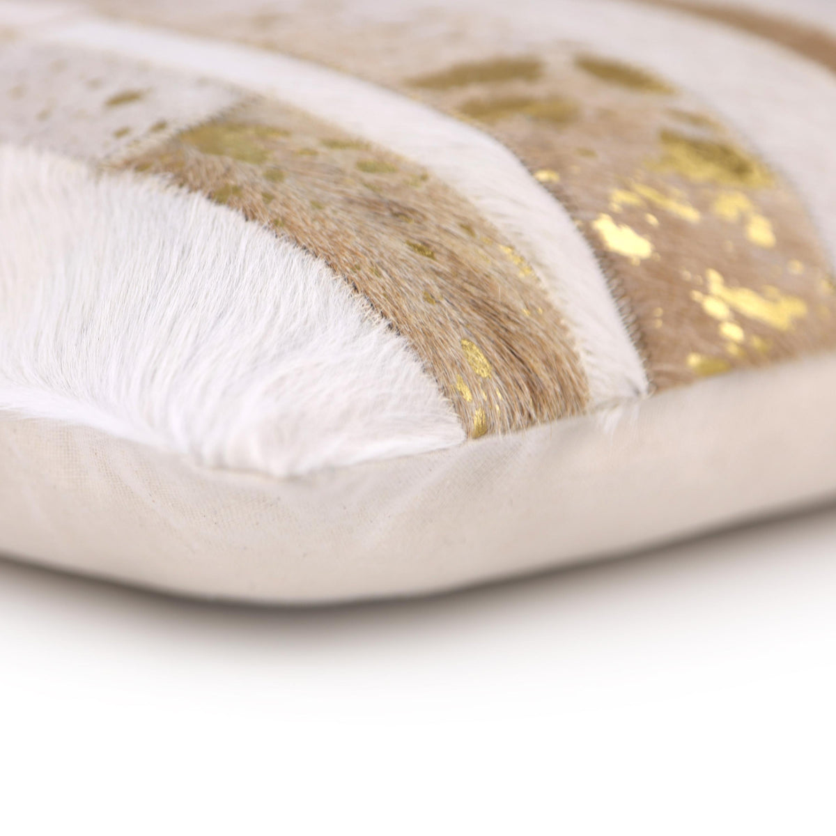 Luxury Gold Metallic Genuine Hair-On Cowhide Pillow 18x18 | Handmade