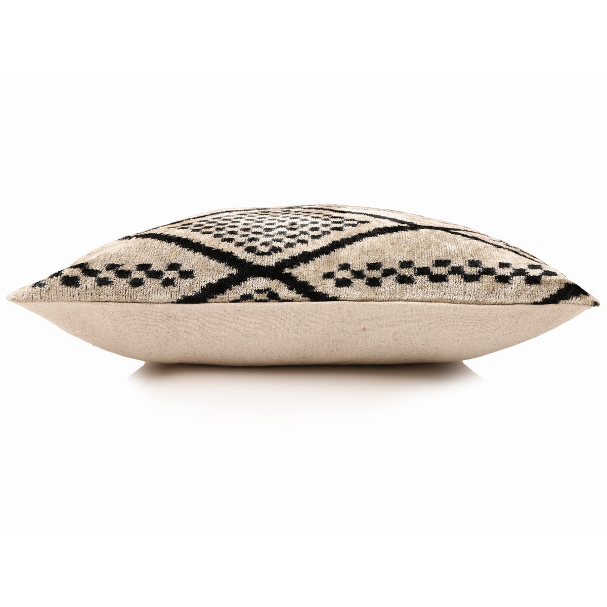 Black & Ivory Geometric Silk Velvet Pillow 20x20 | Handmade Designer Cushion