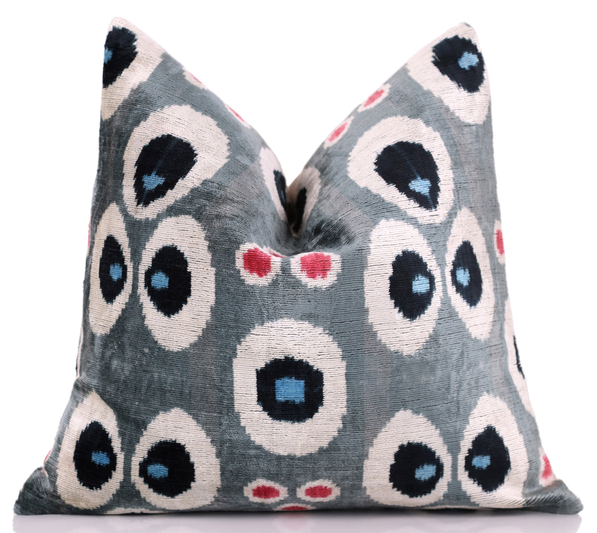 Gray Evil Eye Pattern Silk Velvet Pillow – 16x16 in