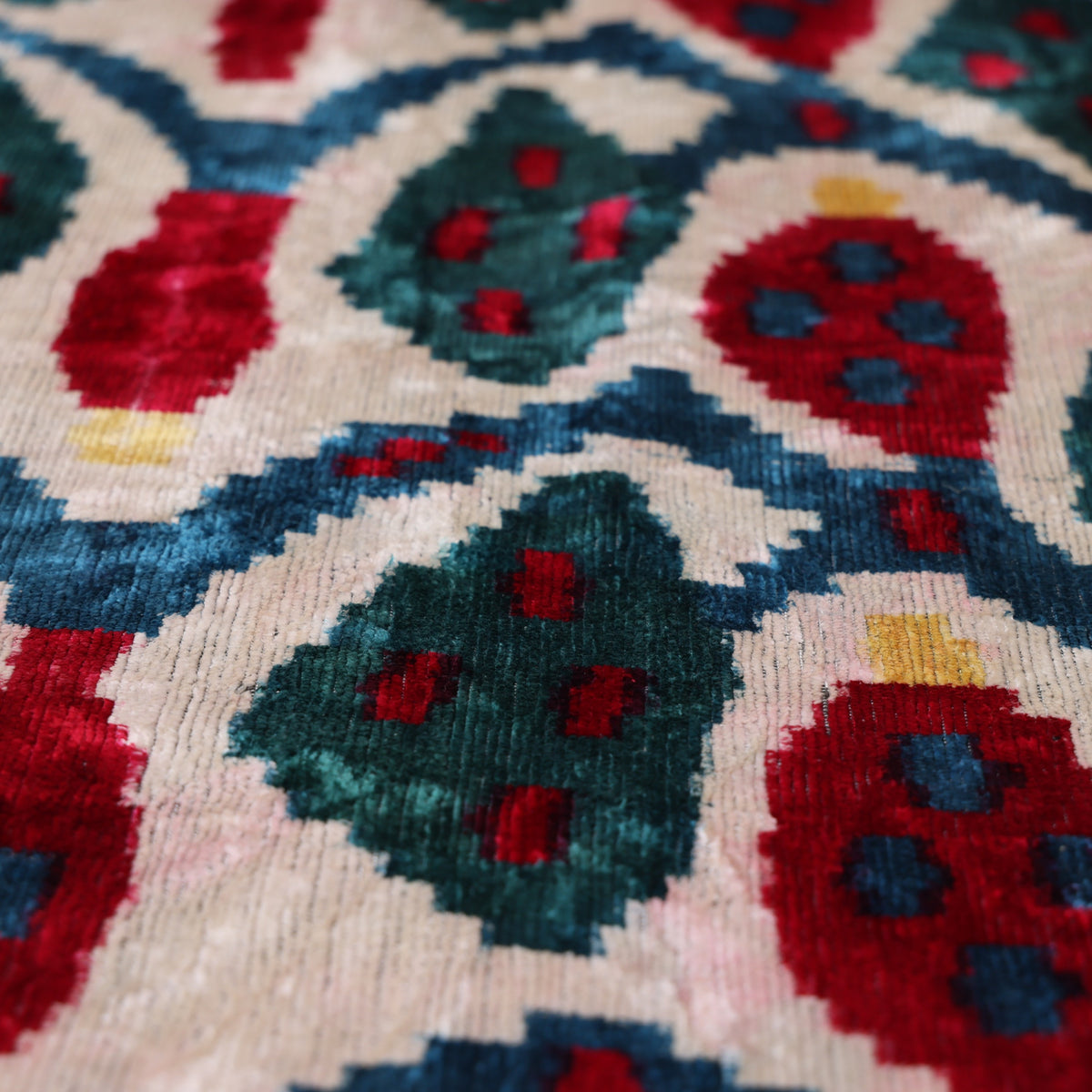 Multicolor Ikat Silk Velvet Pillow 20x20 | Handmade Luxury Designer Cushion