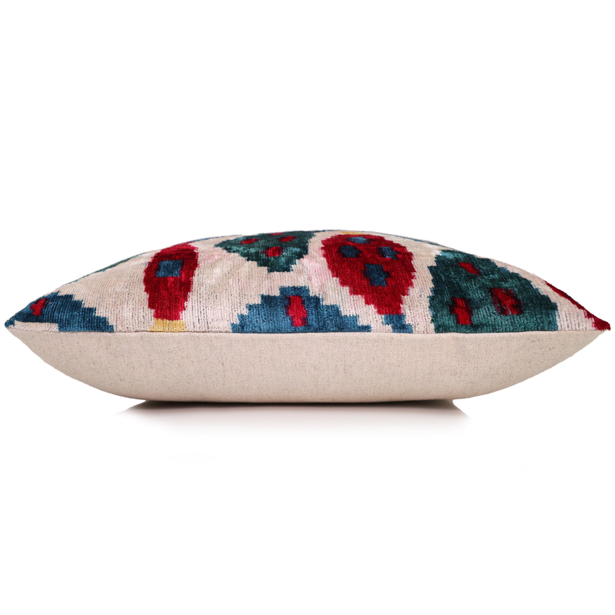 Multicolor Ikat Silk Velvet Pillow 20x20 | Handmade Luxury Designer Cushion