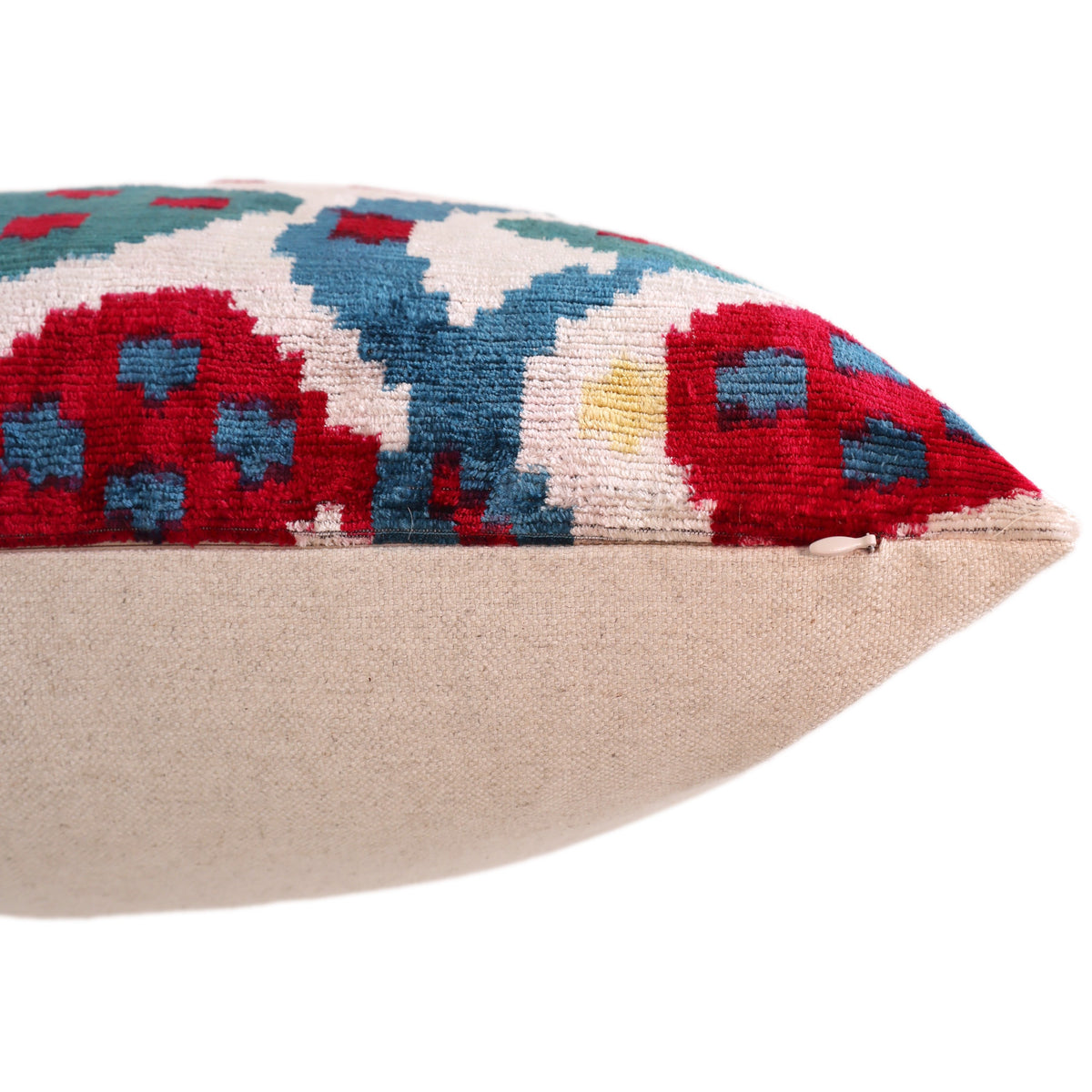 Multicolor Ikat Silk Velvet Pillow 20x20 | Handmade Luxury Designer Cushion