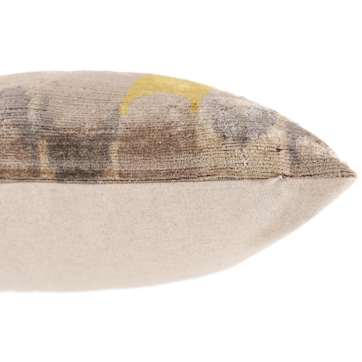 Taupe & Gold Silk Velvet Pillow 20x20 | Handmade Organic Modern Accent Cushion