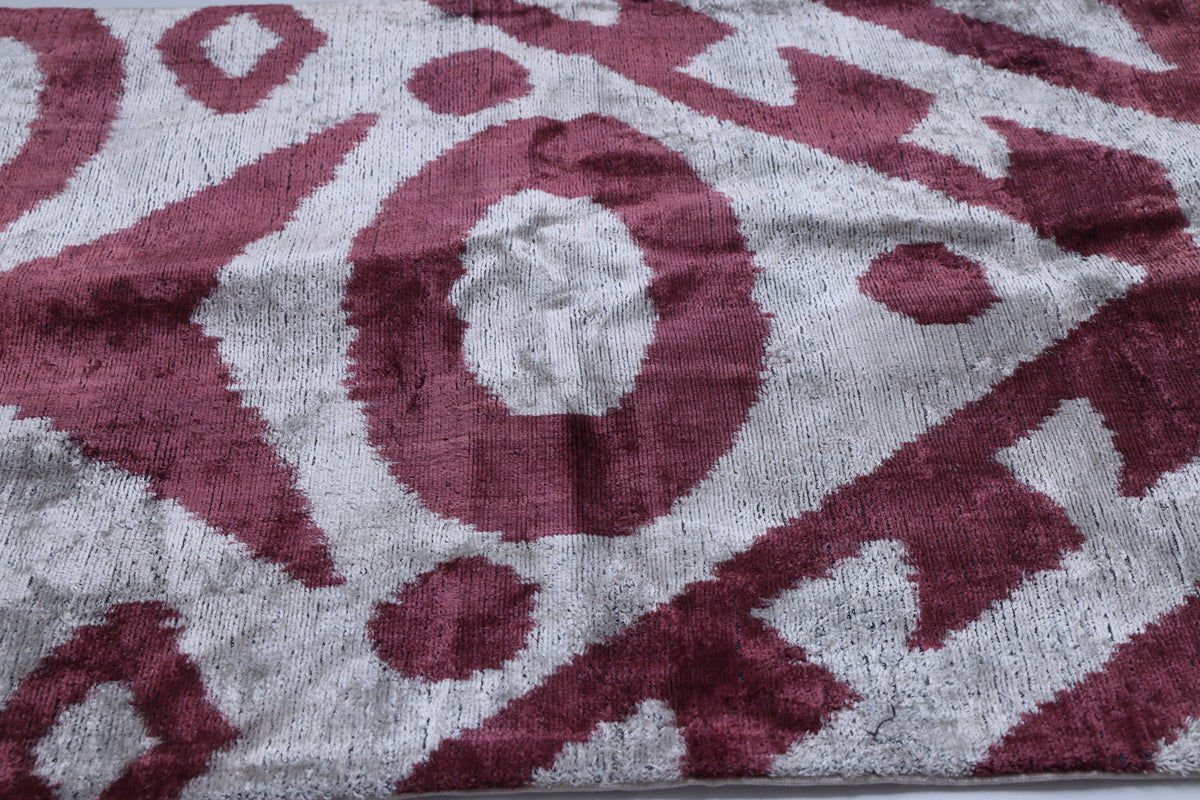 Handmade Silk Velvet Ikat Lumbar Pillow 16x24 | Rosewood Designer Accent
