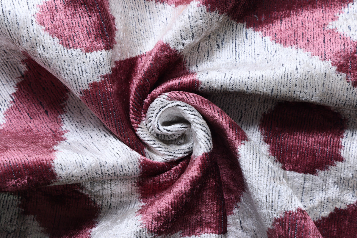 Handmade Silk Velvet Ikat Lumbar Pillow 16x24 | Rosewood Designer Accent