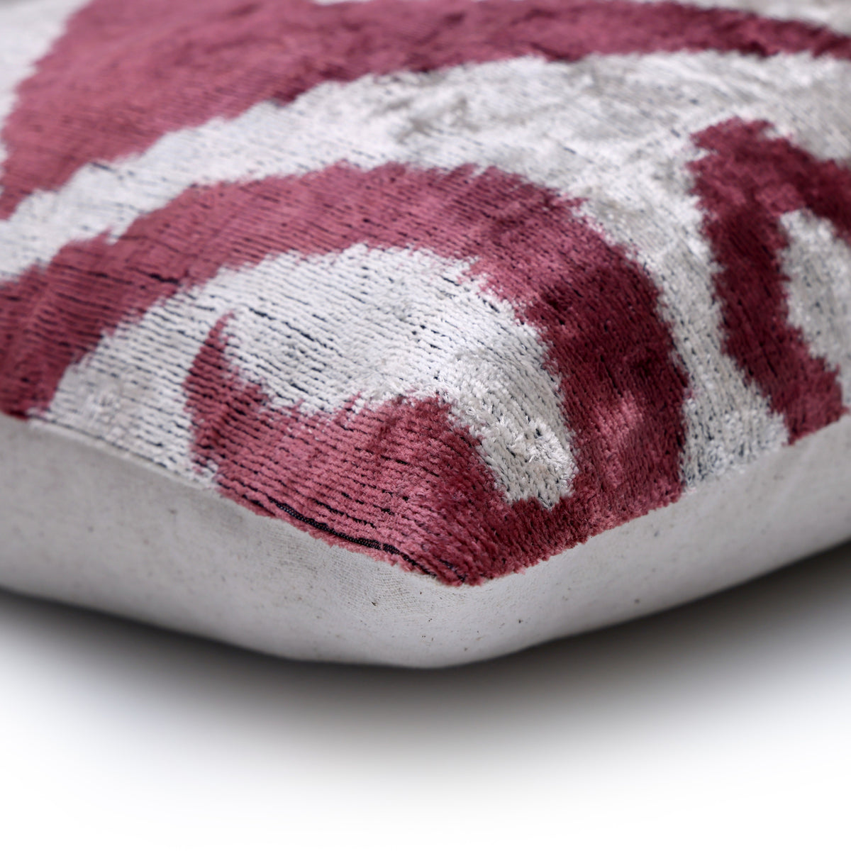 Handmade Silk Velvet Ikat Lumbar Pillow 16x24 | Rosewood Designer Accent