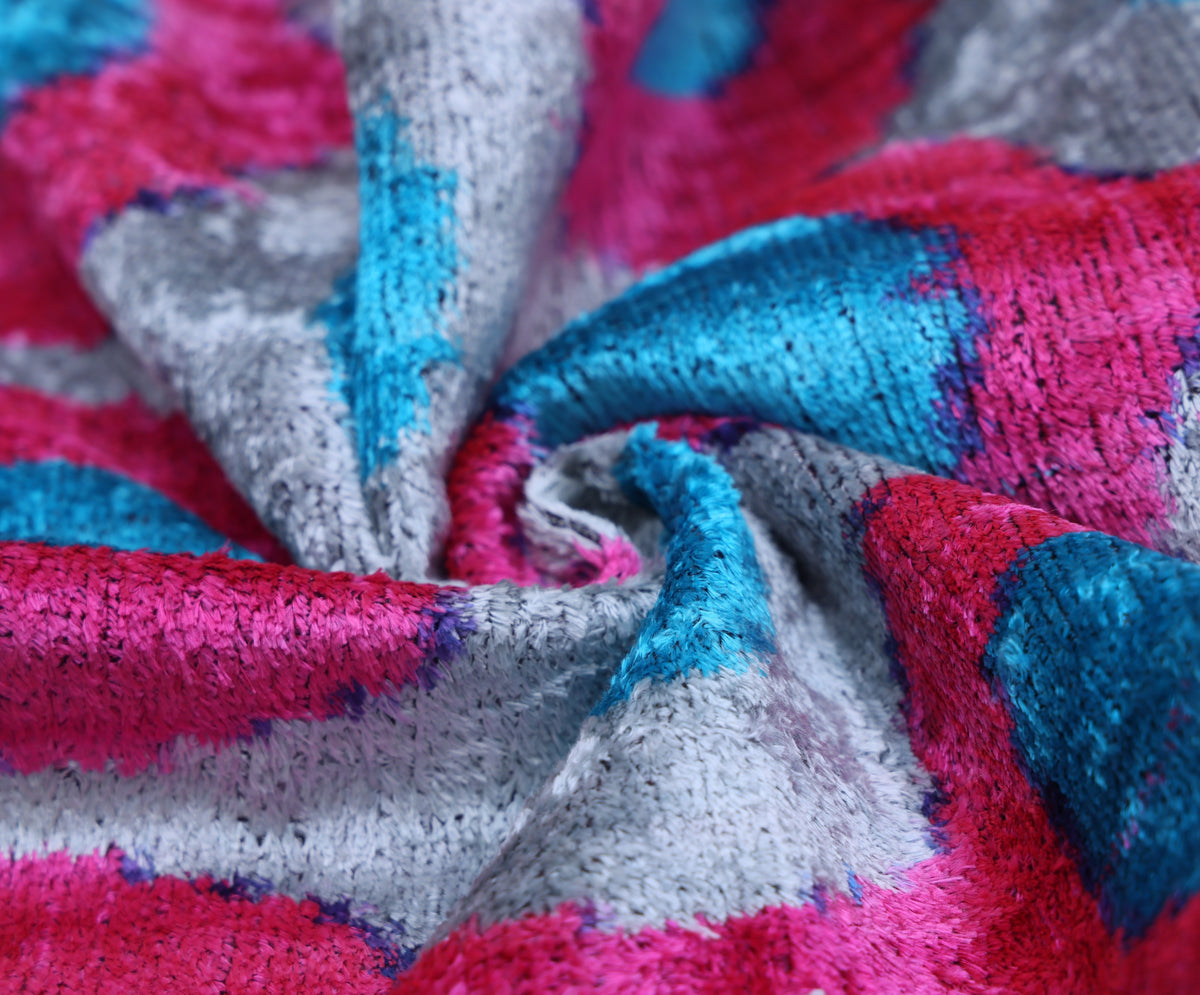Pink Silk Velvet Lumbar Pillow 16x24 | Handmade Ikat Designer Accent