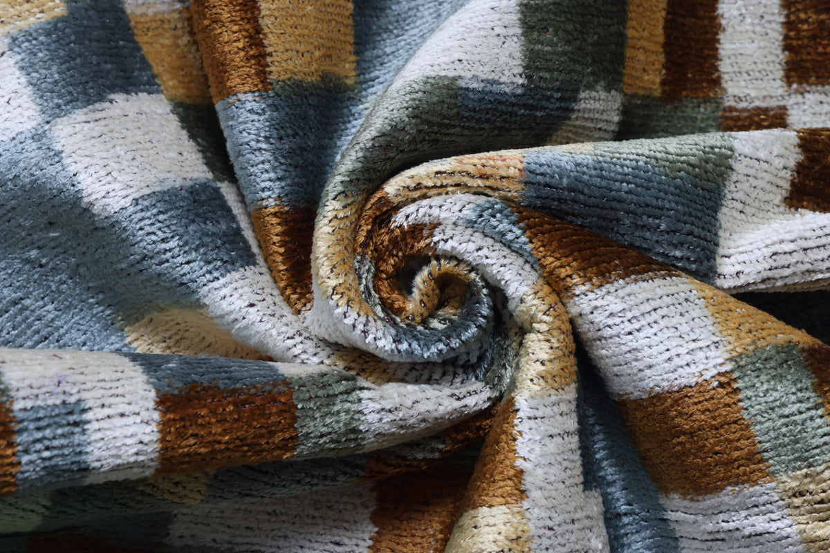 Abstract Geometric Silk Velvet Pillow 20x20 | Handmade Modern Designer Cushion