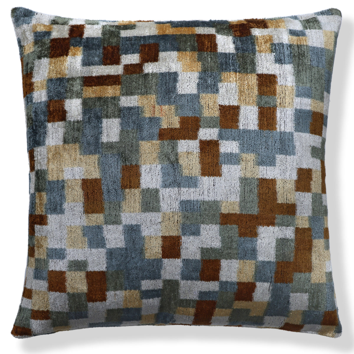 Abstract Geometric Silk Velvet Pillow 20x20 | Handmade Modern Designer Cushion