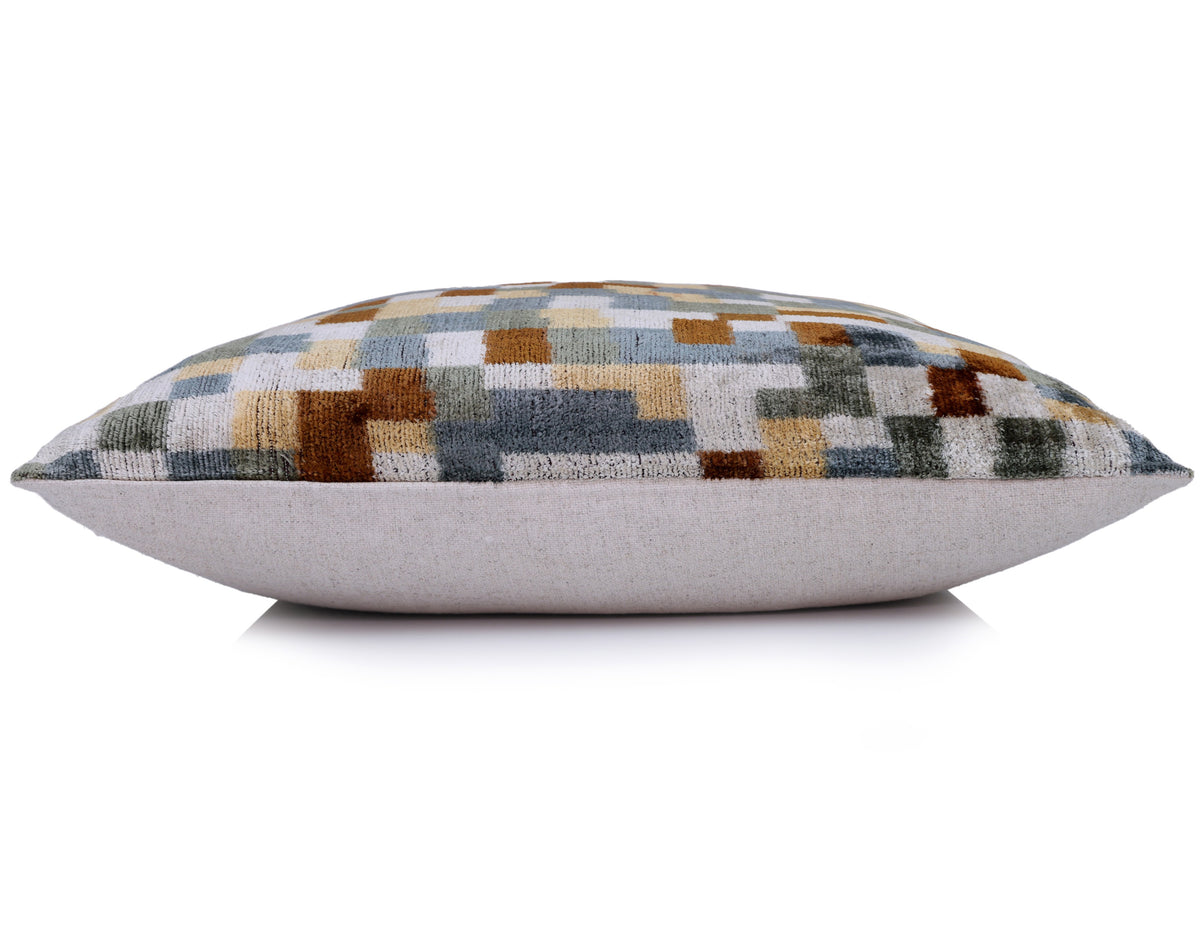 Abstract Geometric Silk Velvet Pillow 20x20 | Handmade Modern Designer Cushion