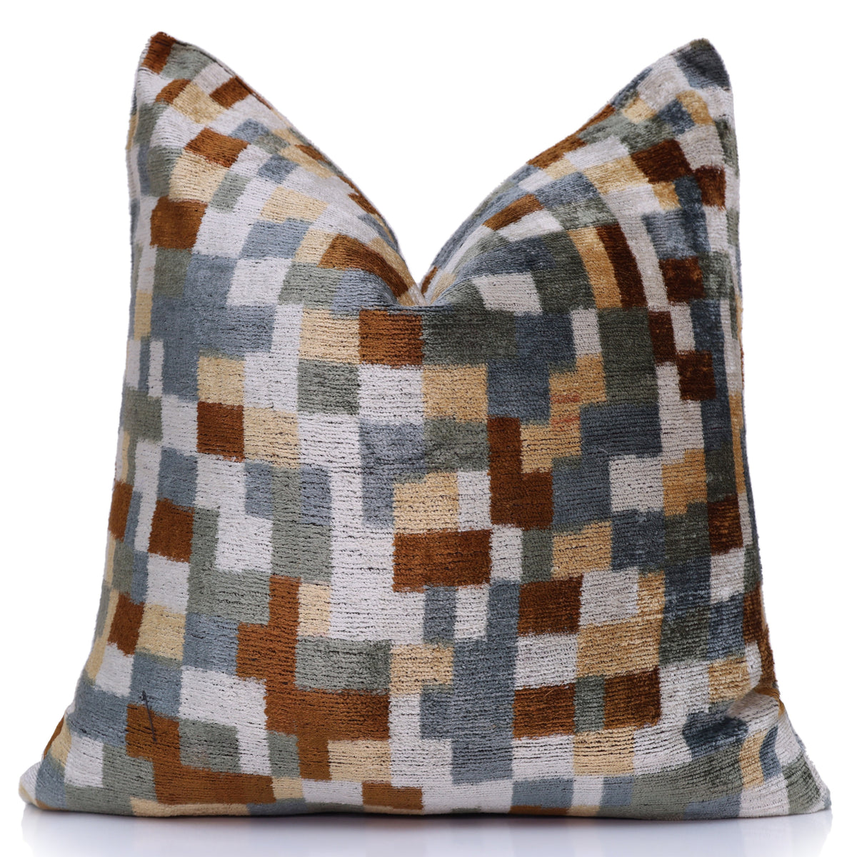 Abstract Geometric Silk Velvet Pillow 20x20 | Handmade Modern Designer Cushion