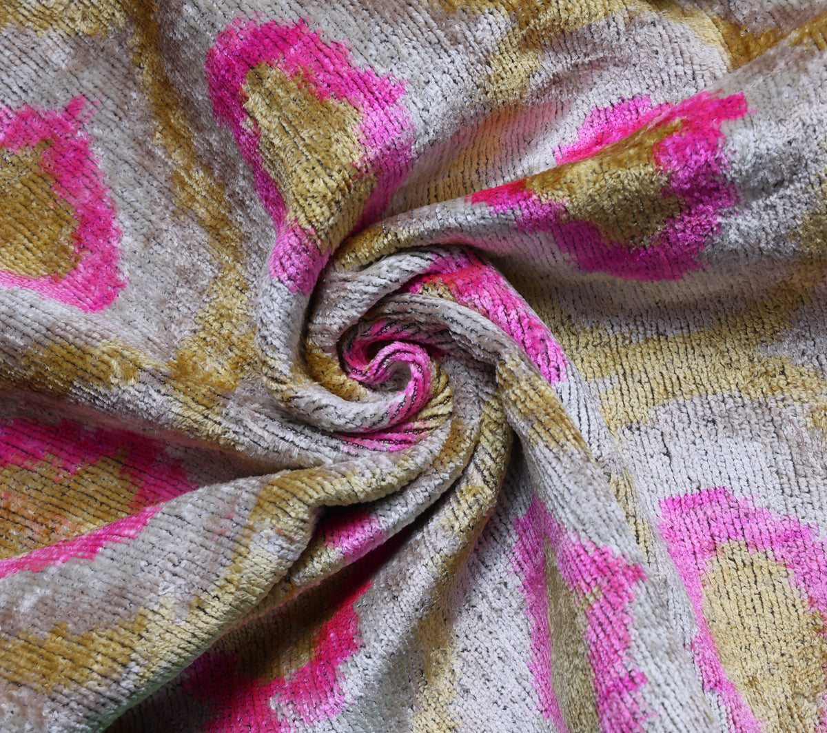 Pink Ikat Silk Velvet Pillow 20x20 | Handmade Luxury Designer Cushion