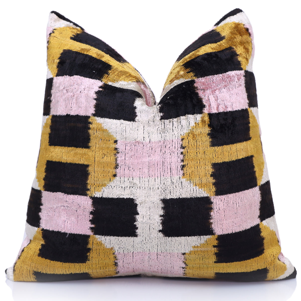 Geometric Silk Velvet Throw Pillow 16x16 | Handmade Art Deco Accent