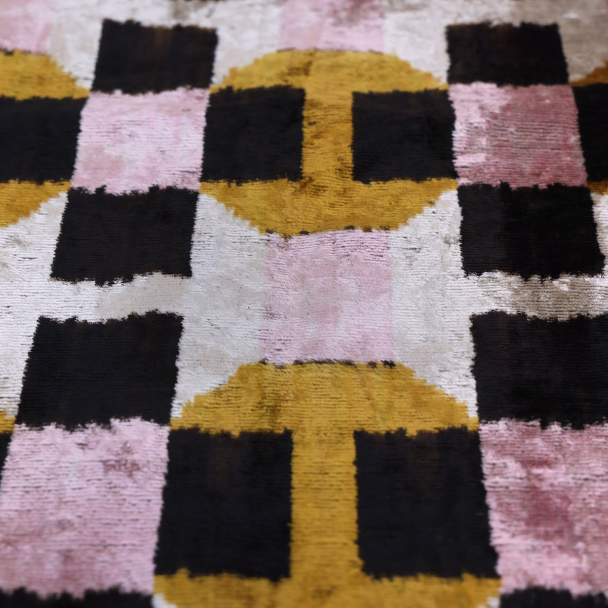 Geometric Silk Velvet Lumbar Pillow 16x24 | Handmade Art Deco Accent