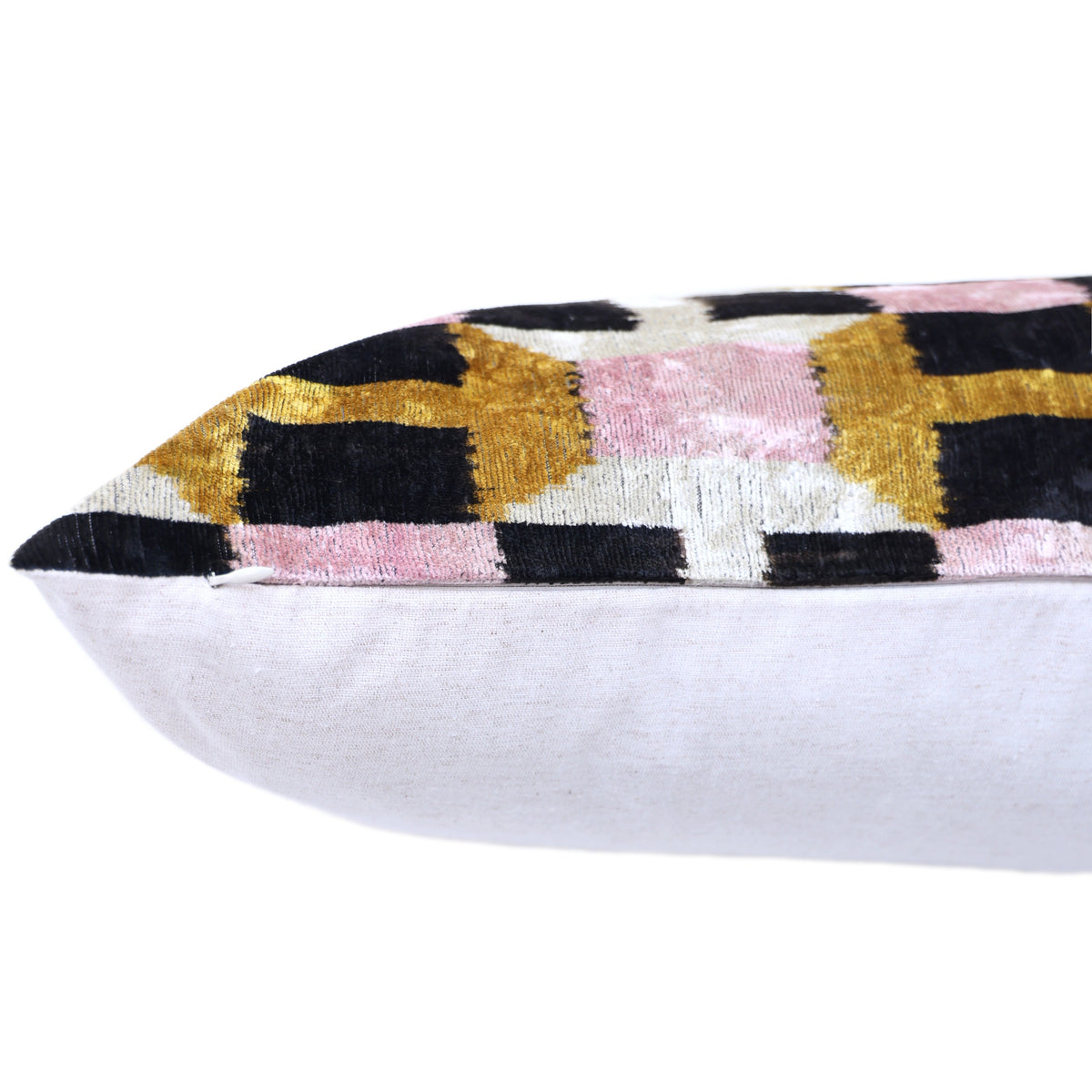 Geometric Silk Velvet Lumbar Pillow 16x24 | Handmade Art Deco Accent
