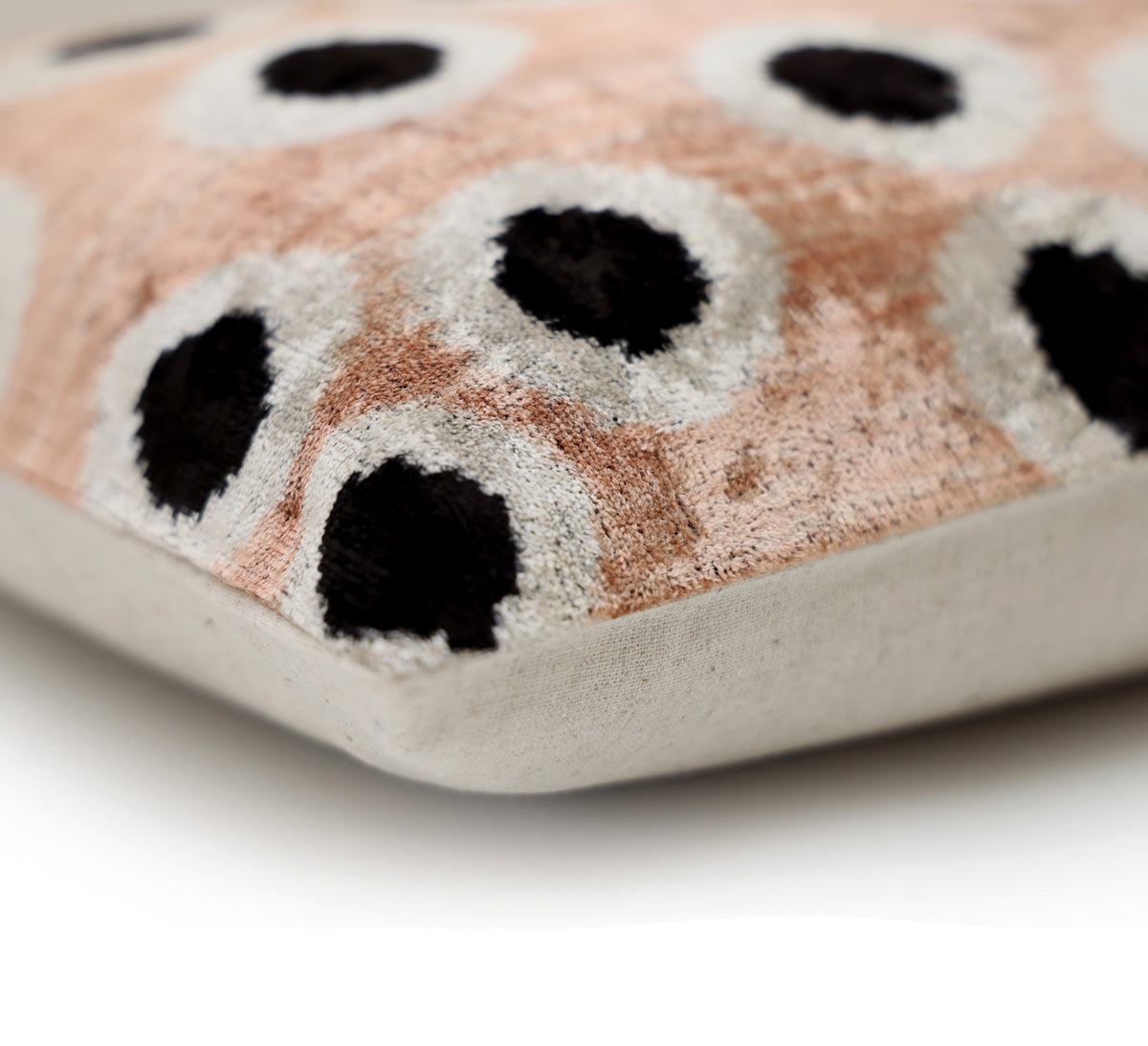 Taupe Polka Dot Silk Velvet Lumbar Pillow 16x24 | Handmade Designer Accent Pillow