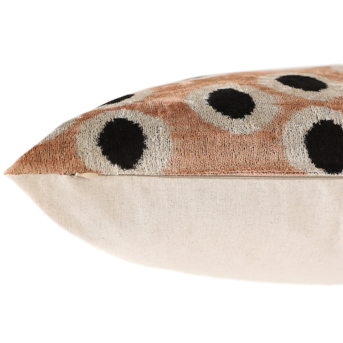 Taupe Polka Dot Silk Velvet Lumbar Pillow 16x24 | Handmade Designer Accent Pillow