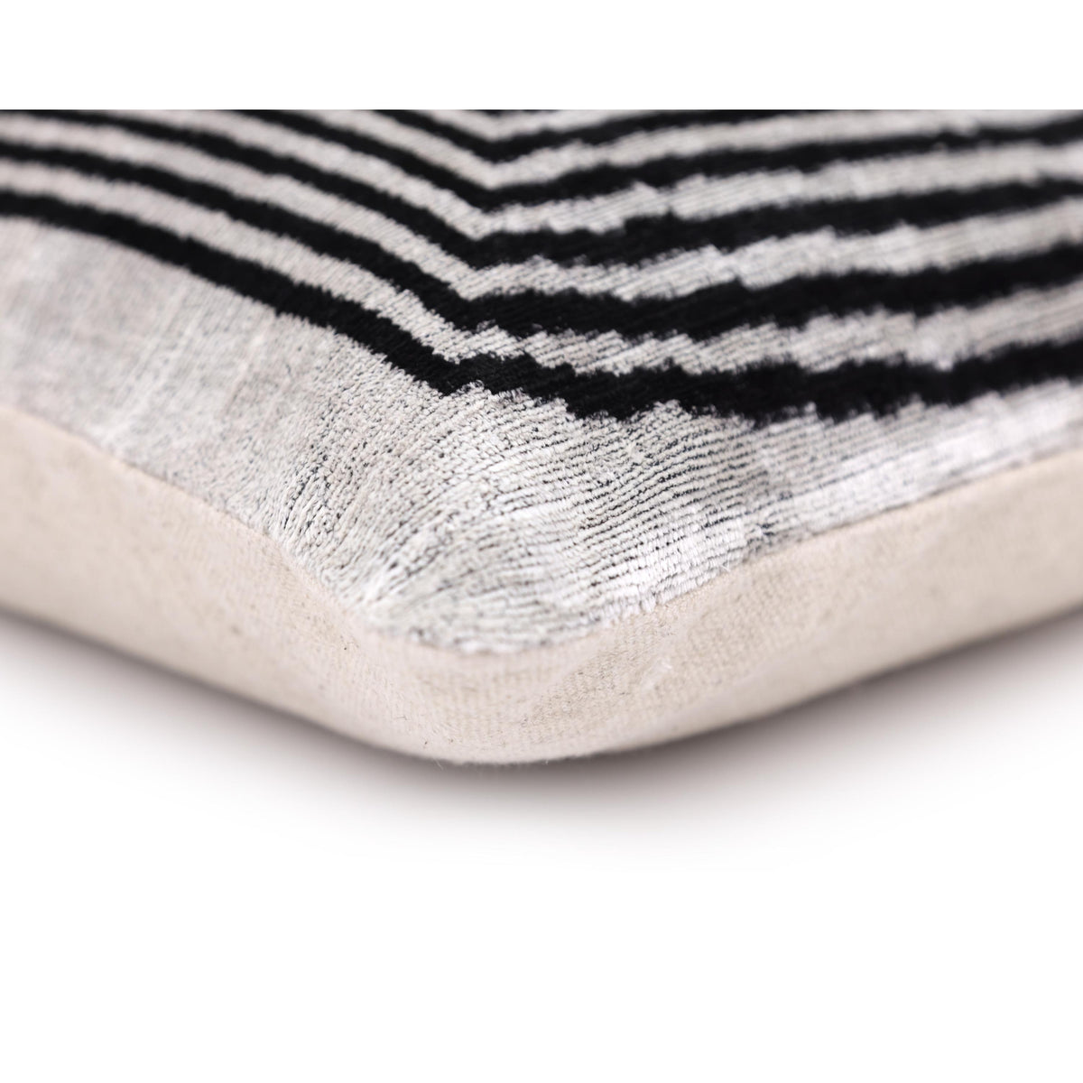 Modern Geometric Silk Velvet Pillow 20x20 | Handmade Black & Ivory Designer Cushion