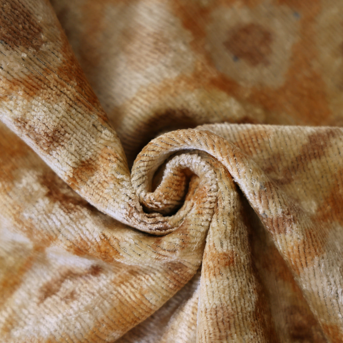 Champagne Ikat Silk Velvet Throw Pillow 20x20 | Handmade Neutral Luxury Accent Pillow