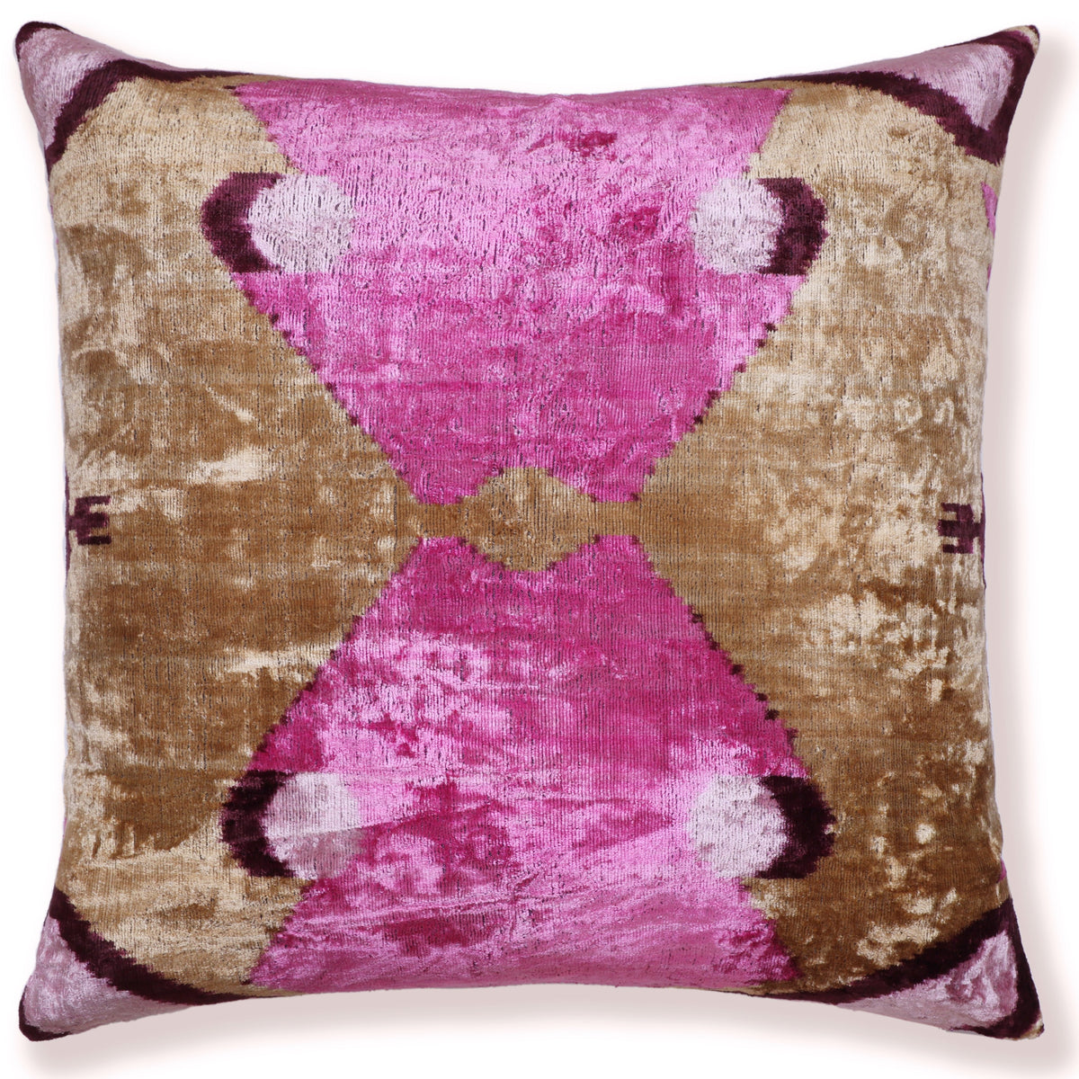 Fuchsia Pink Ikat Velvet Throw Pillow 20x20 | Luxury Designer Accent Cushion
