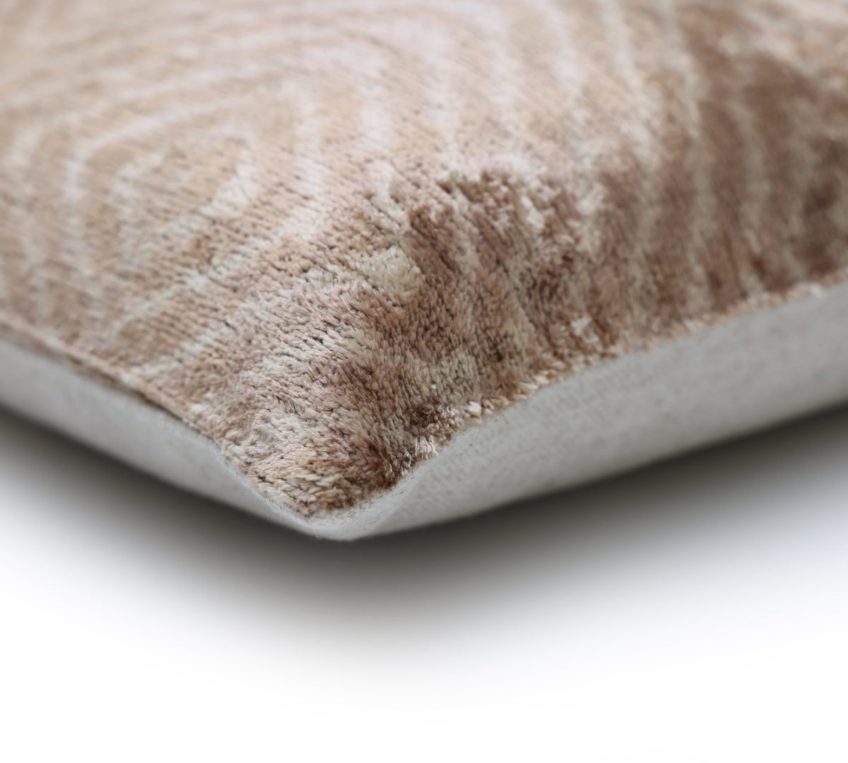 Champagne Diamond Silk Velvet Lumbar Pillow 16x24 | Handmade Neutral Designer Accent Pillow