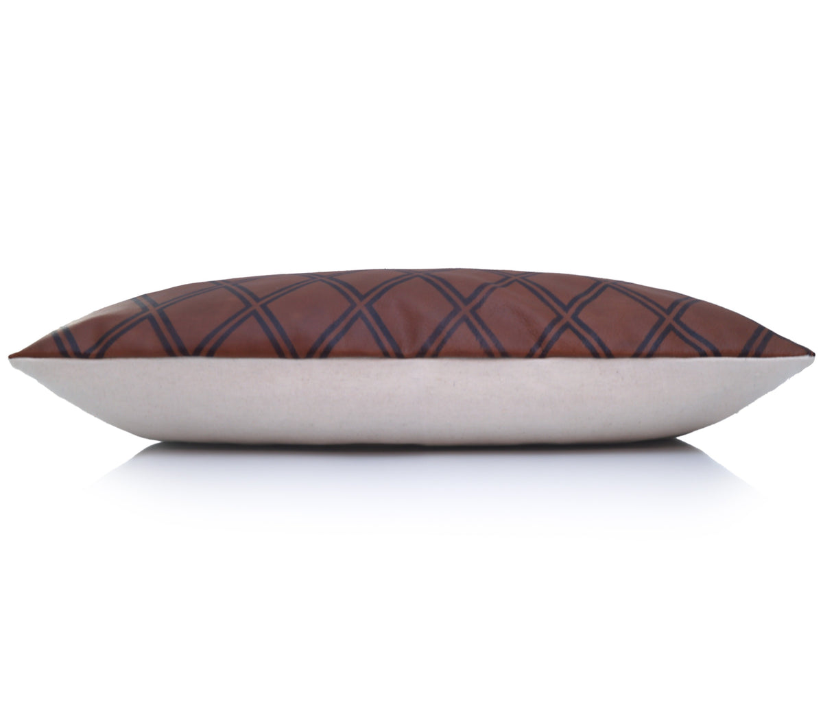 Luxury Brown Leather Geometric Throw Pillow 16x24 | Handmade Modern Designer Lumbar Cushion