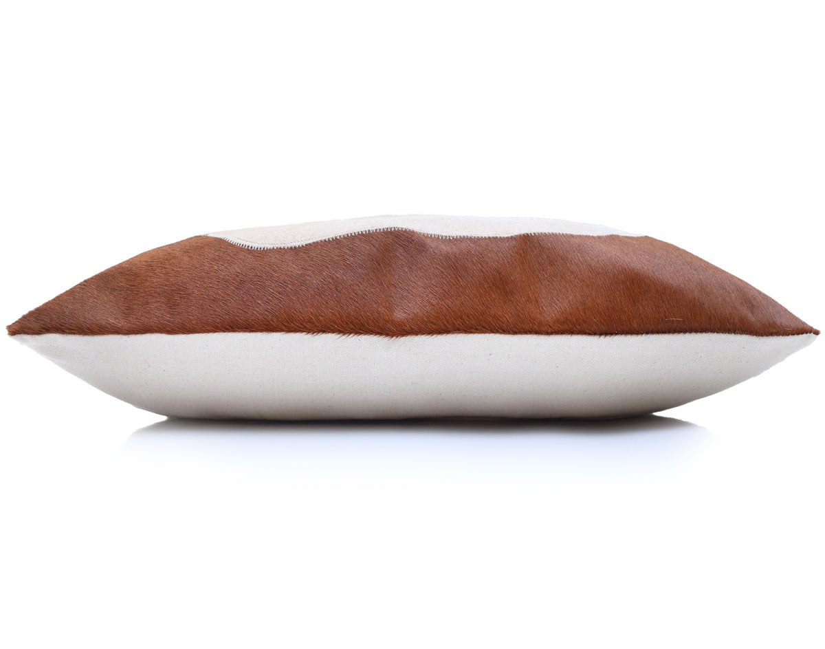 Luxury Genuine Cowhide Polar Bear Throw Pillow 16x24 | Handmade Hair-on-Hide Leather Designer Lumbar Cushion