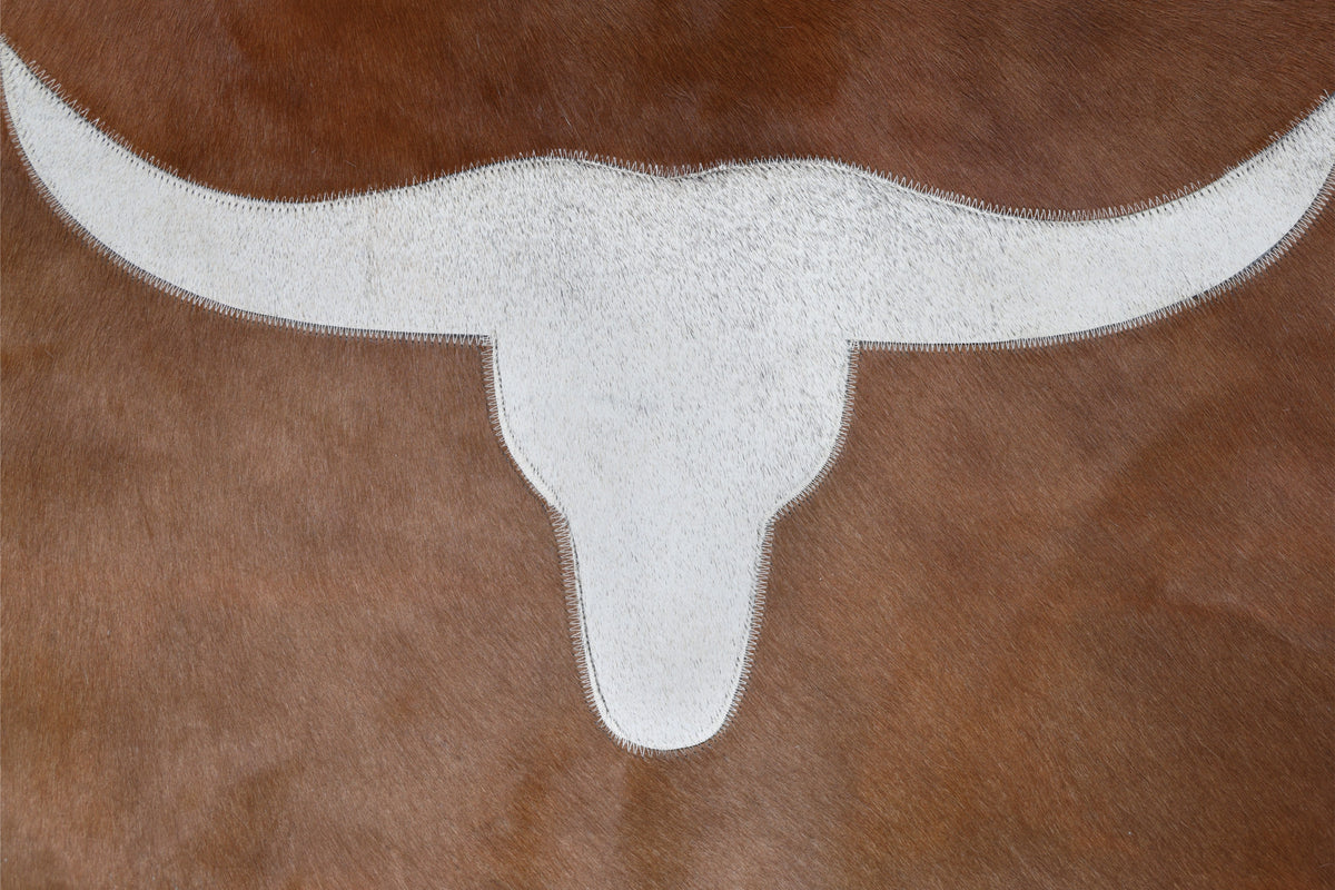 Luxury Longhorn Cowhide Leather Throw Pillow 16x24 | Handmade Western Designer Lumbar Cushion | Brown & Ivory