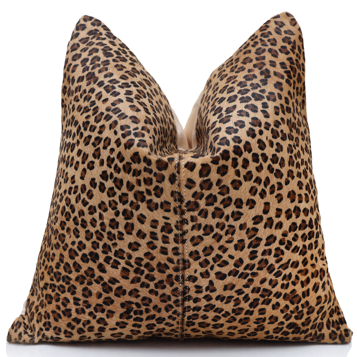 Luxury Leopard Print Genuine Cowhide Throw Pillow 18x18 | Handmade Hair-On Leather Cushion