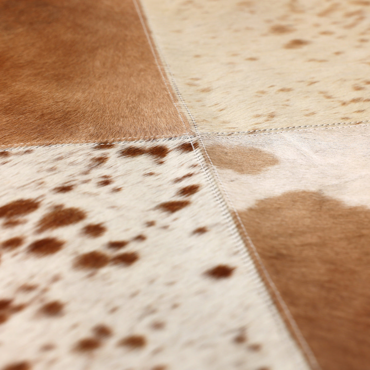 Luxury Brown & White Genuine Cowhide Patchwork Pillow 18x18 | Handmade Hair-On Leather Cushion