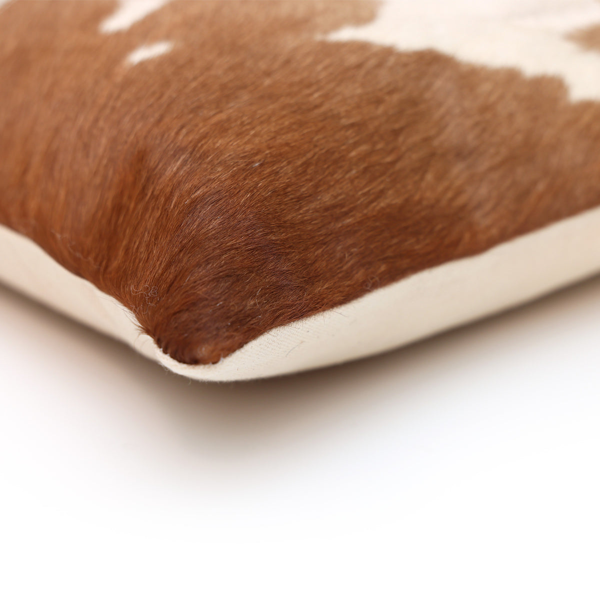 Luxury Brown & White Genuine Cowhide Patchwork Pillow 18x18 | Handmade Hair-On Leather Cushion