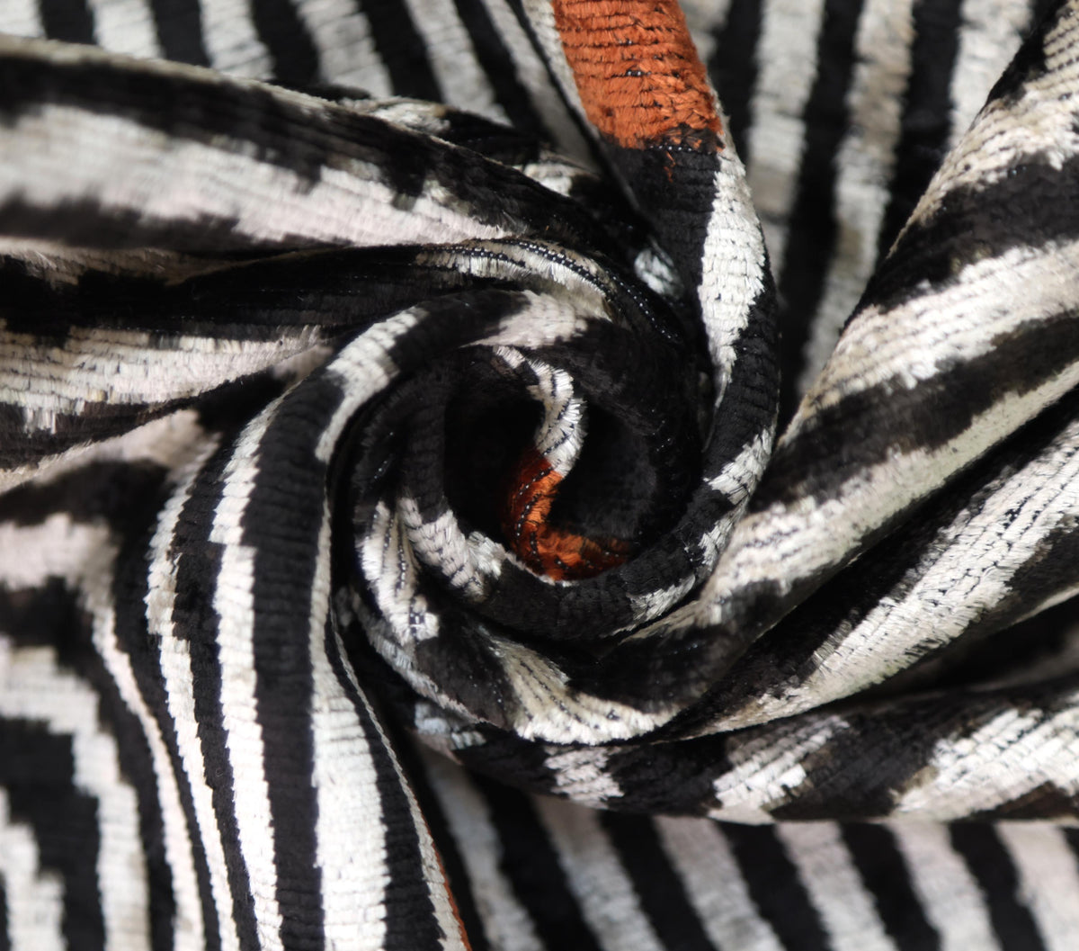 Black Ivory Rust Geometric Silk Velvet Lumbar Pillow – 16x24 Handmade Luxury Cushion
