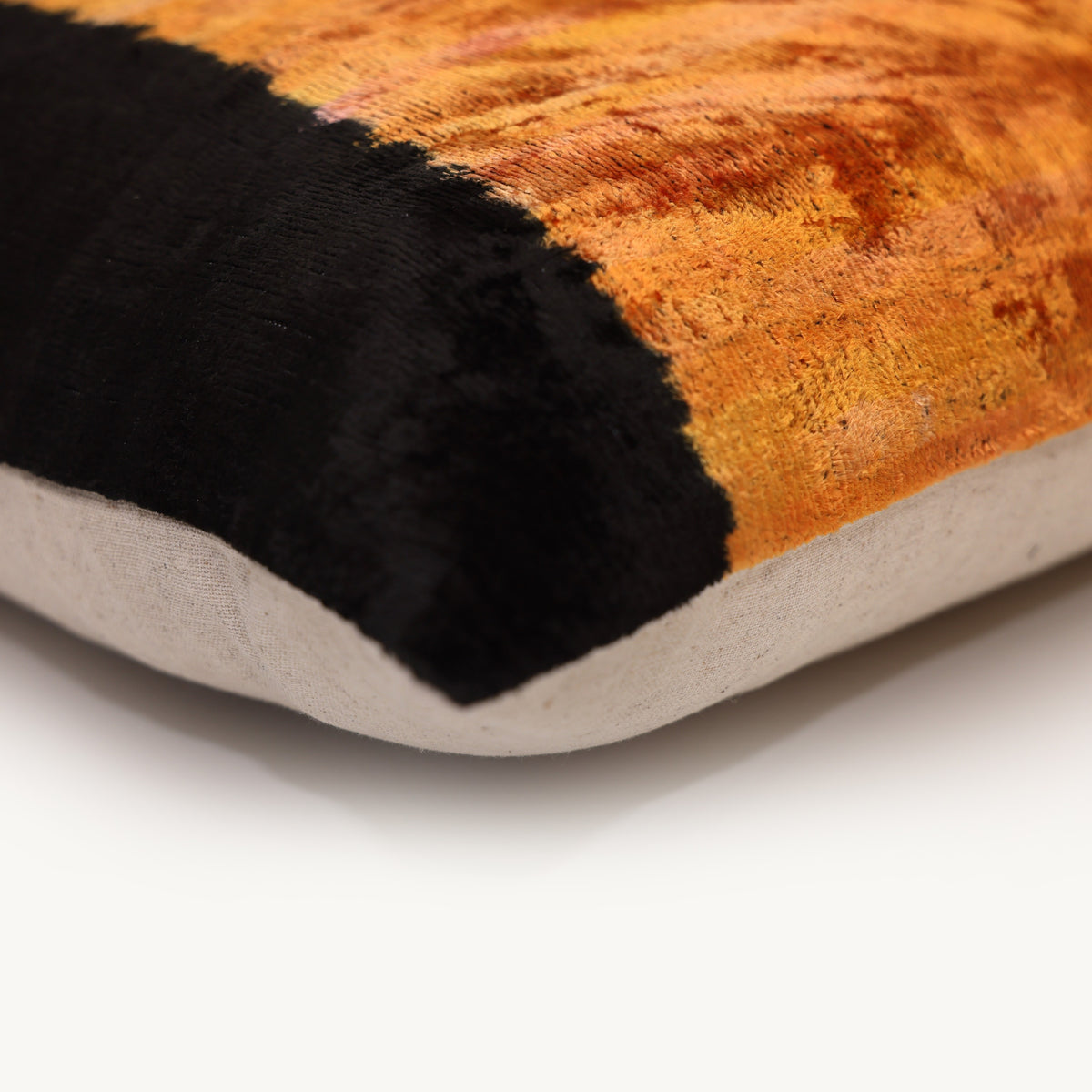 Steel Blue & Burnt Orange Silk Velvet Pillow – 20x20