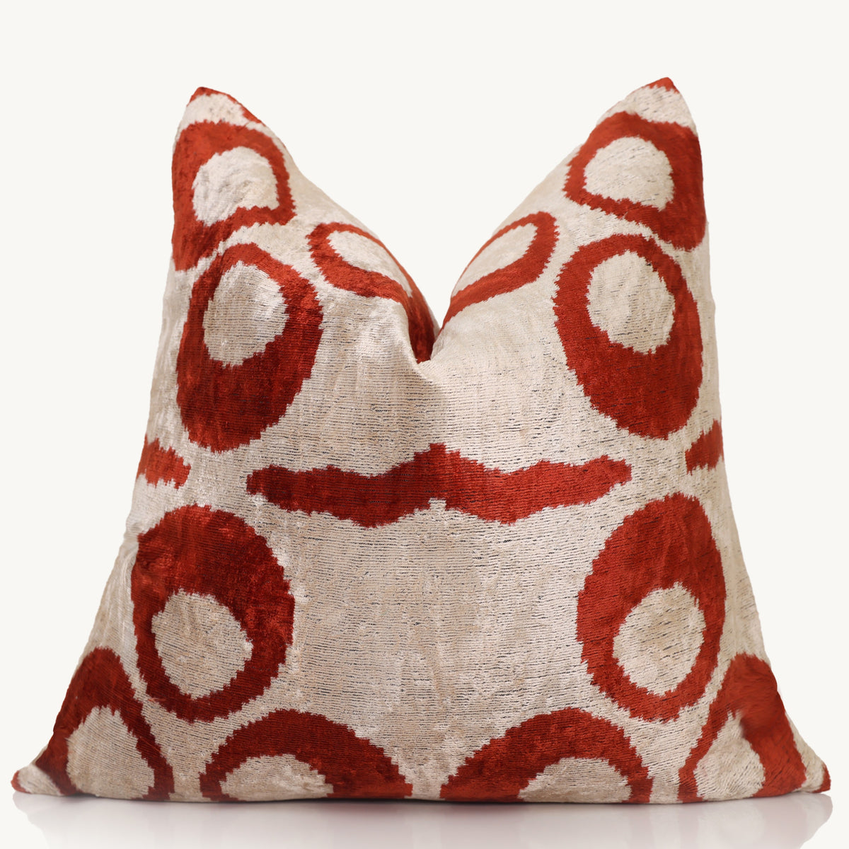 Rust & Ivory Abstract Silk Velvet Pillow – 20x20